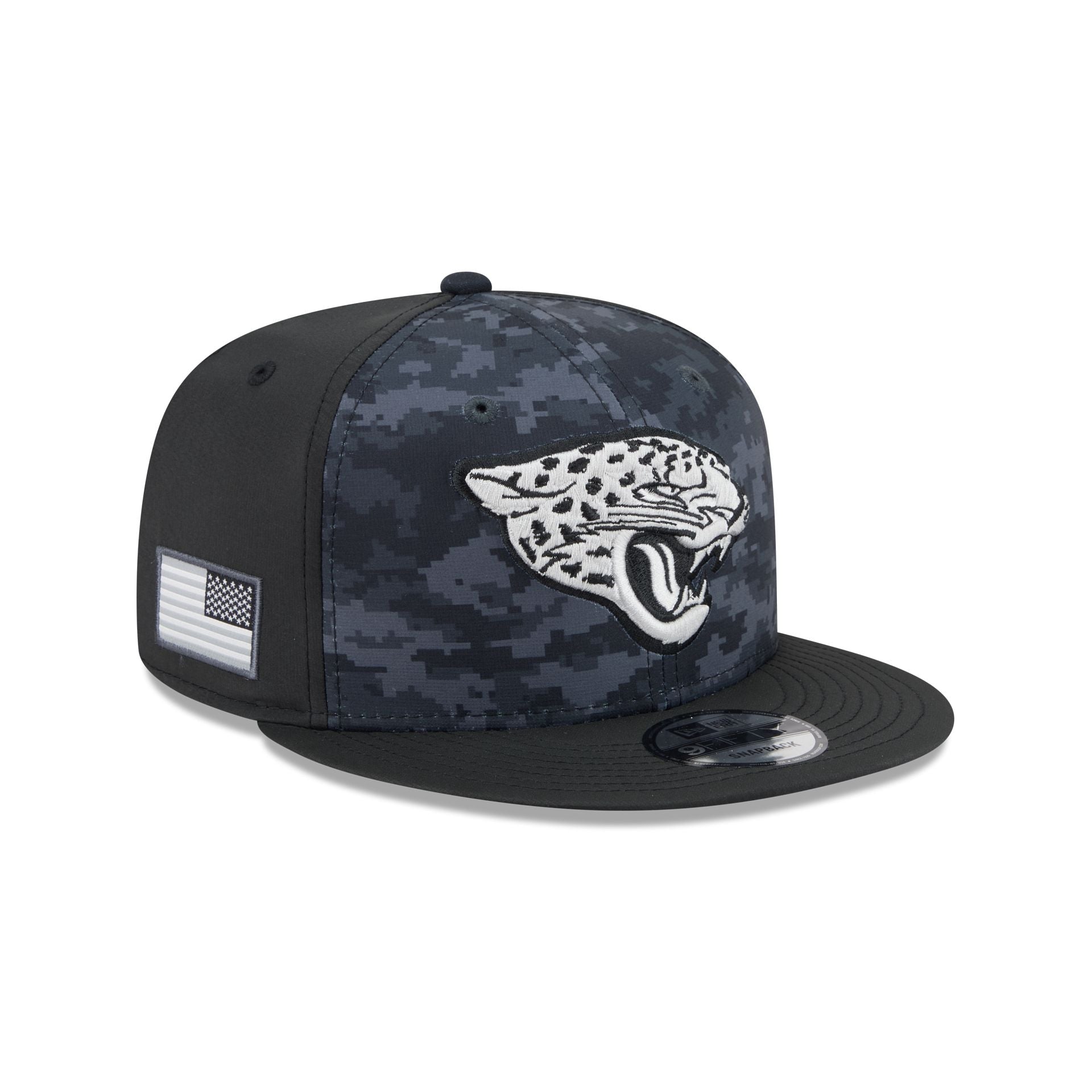 Jacksonville Jaguars New Era 2026 NFL Salute to Service 9FIFTY Snapback Cap Camouflage Schwarz