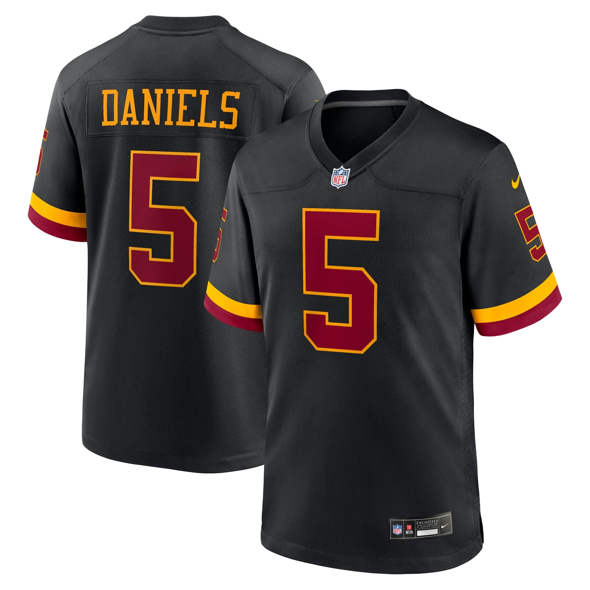 Jayden Daniels #5 Washington Commanders 2026 Alternate Nike NFL Trikot Schwarz
