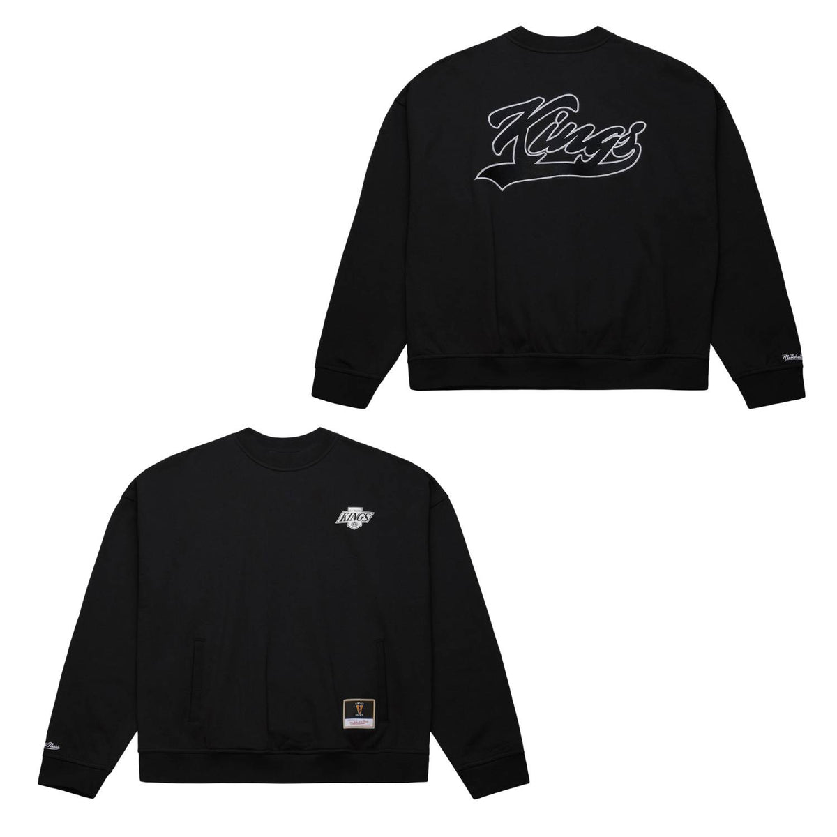 Los Angeles Kings Mitchell & Ness Backprint Oversweep NHL Crewneck Pullover Schwarz - STADIUMDREAMS