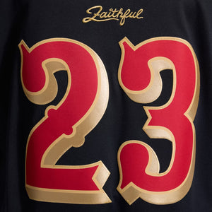 Schwarzes Nike NFL Trikot von Christian McCaffrey #23, San Francisco 49ers, gestickt, limitierte Edition, NFL Fanwear