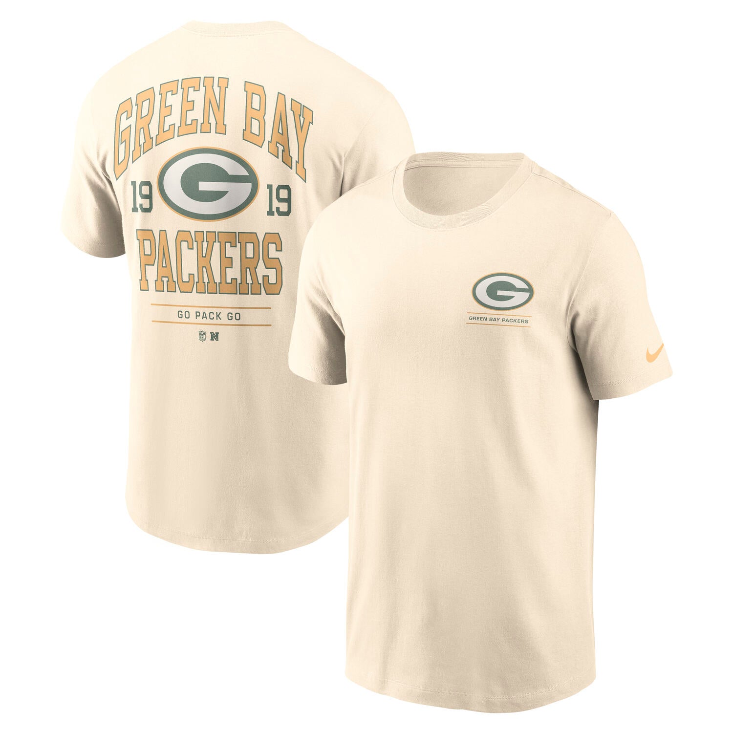 Green Bay Packers Nike Freestyle Backprint NFL T-Shirt Cream Beige