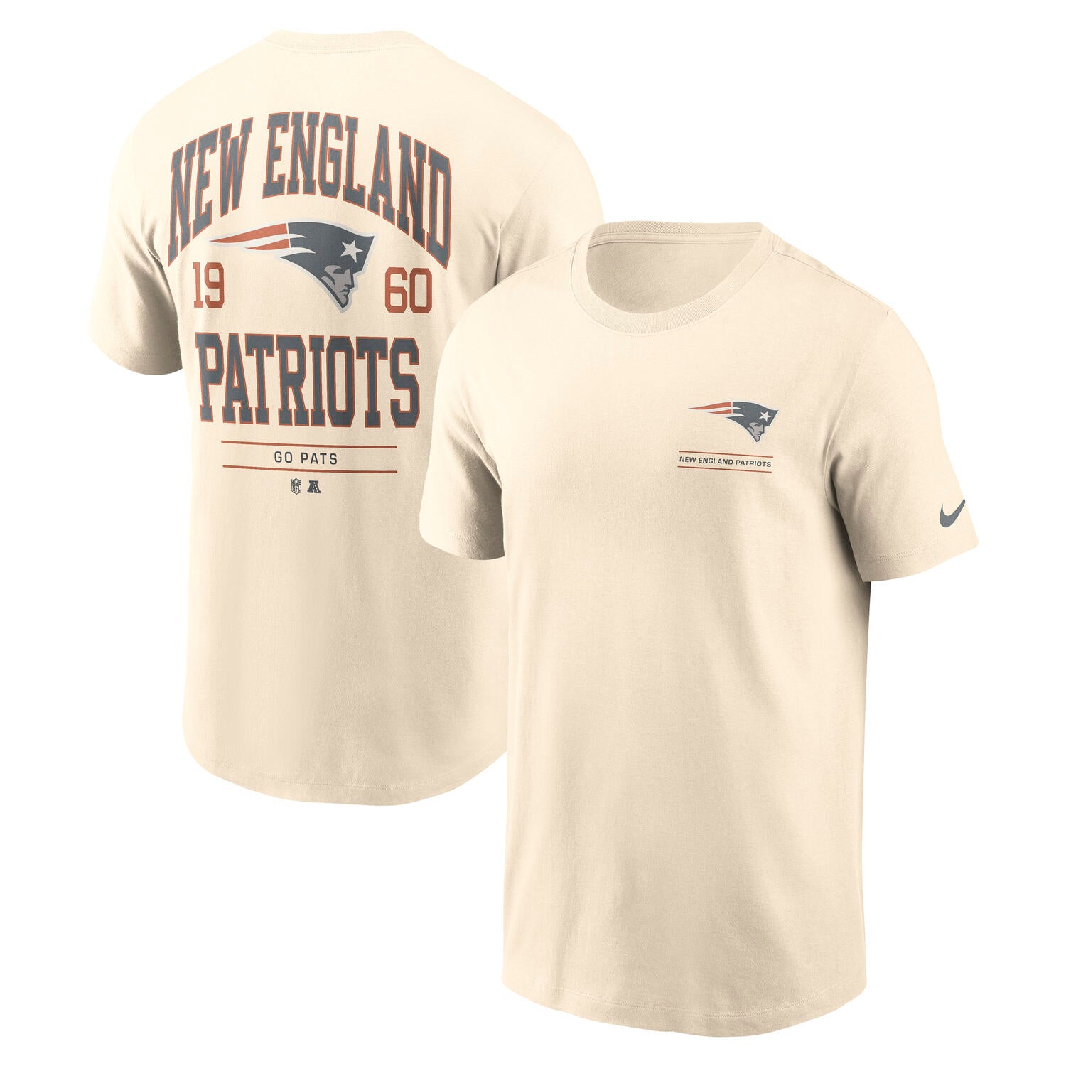 New England Patriots Nike Freestyle Backprint NFL T-Shirt Cream Beige