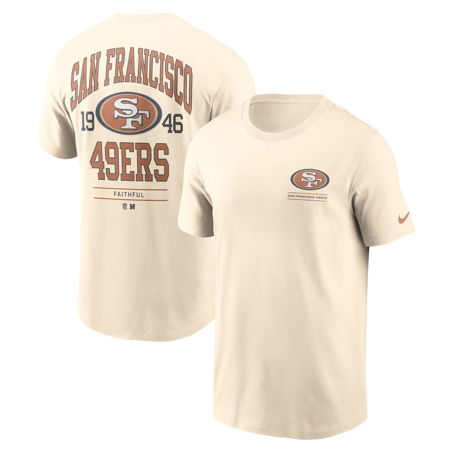 San Francisco 49ers Nike Freestyle Backprint NFL T-Shirt Cream Beige