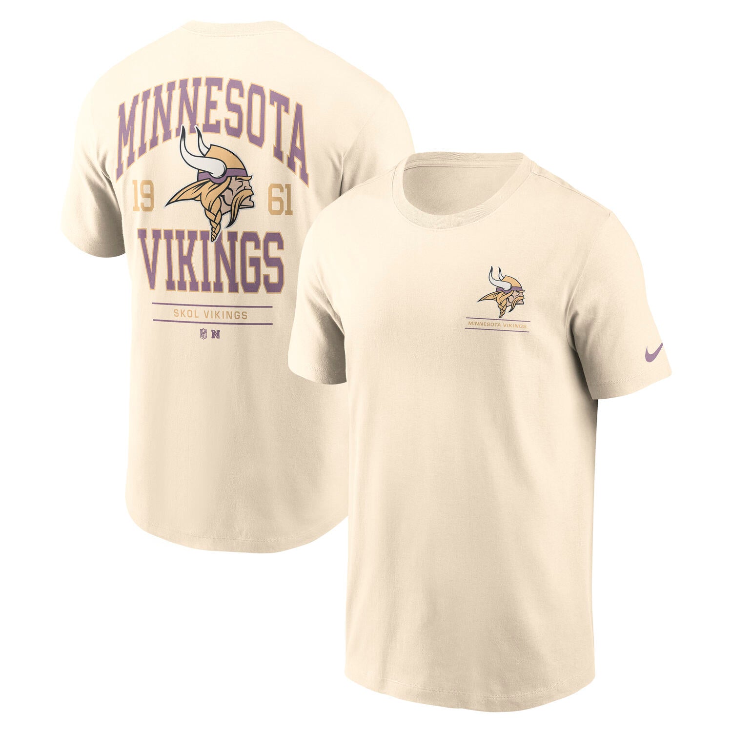 Minnesota Vikings Nike Freestyle Backprint NFL T-Shirt Cream Beige