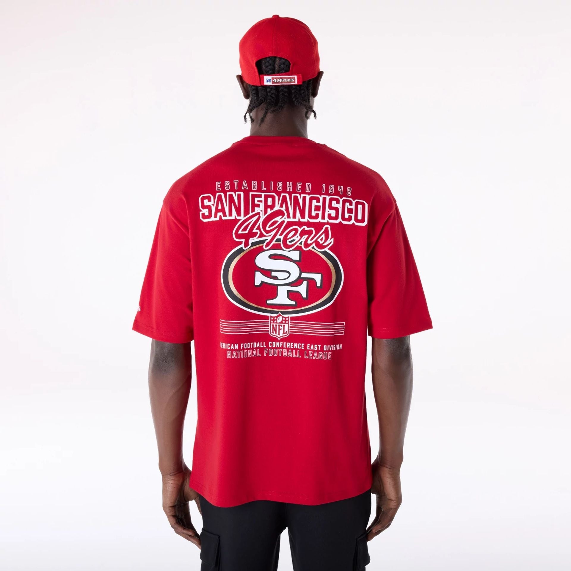 San Francisco 49ers New Era Backprint Oversized NFL T-Shirt Rot - STADIUMDREAMS