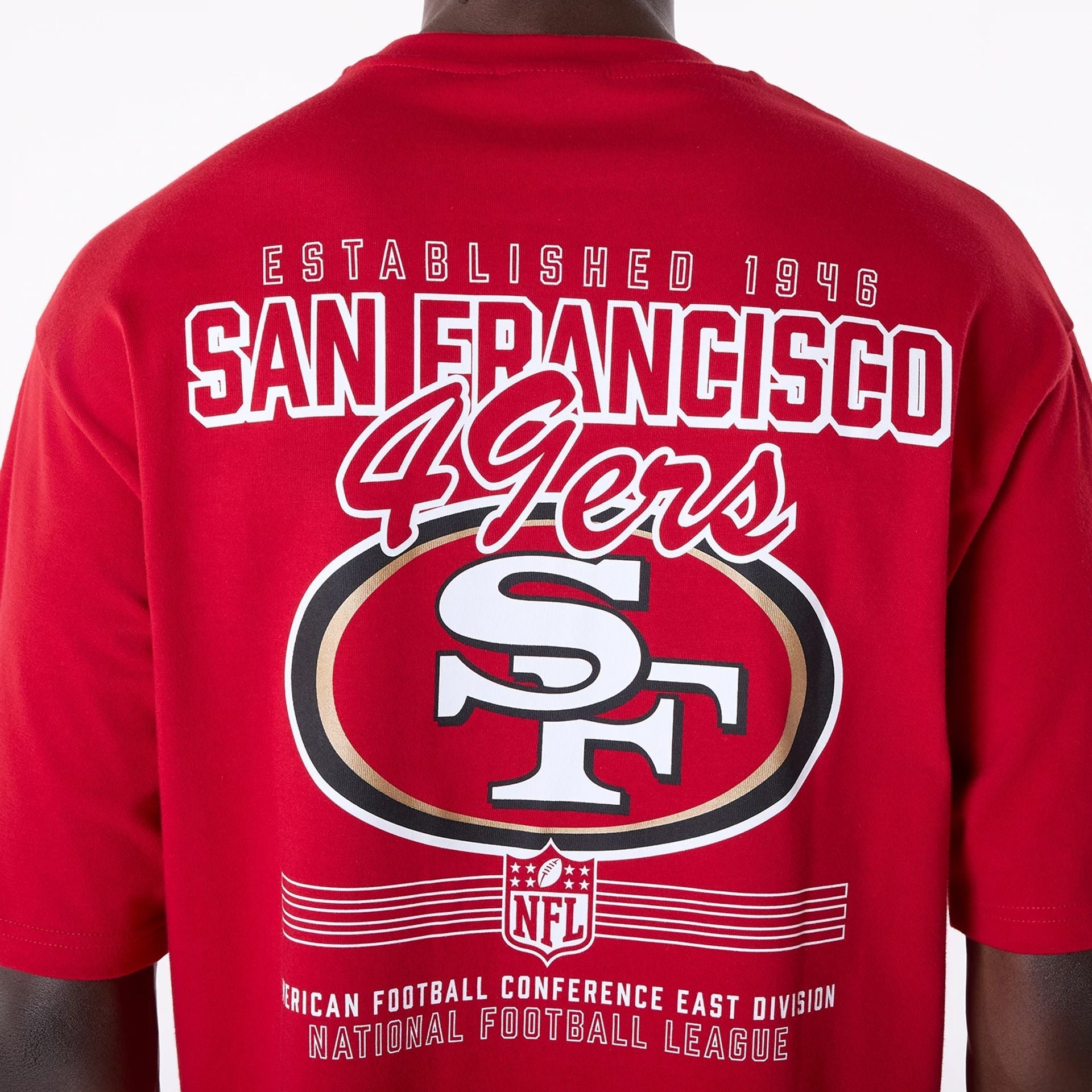 San Francisco 49ers New Era Backprint Oversized NFL T-Shirt Rot - STADIUMDREAMS