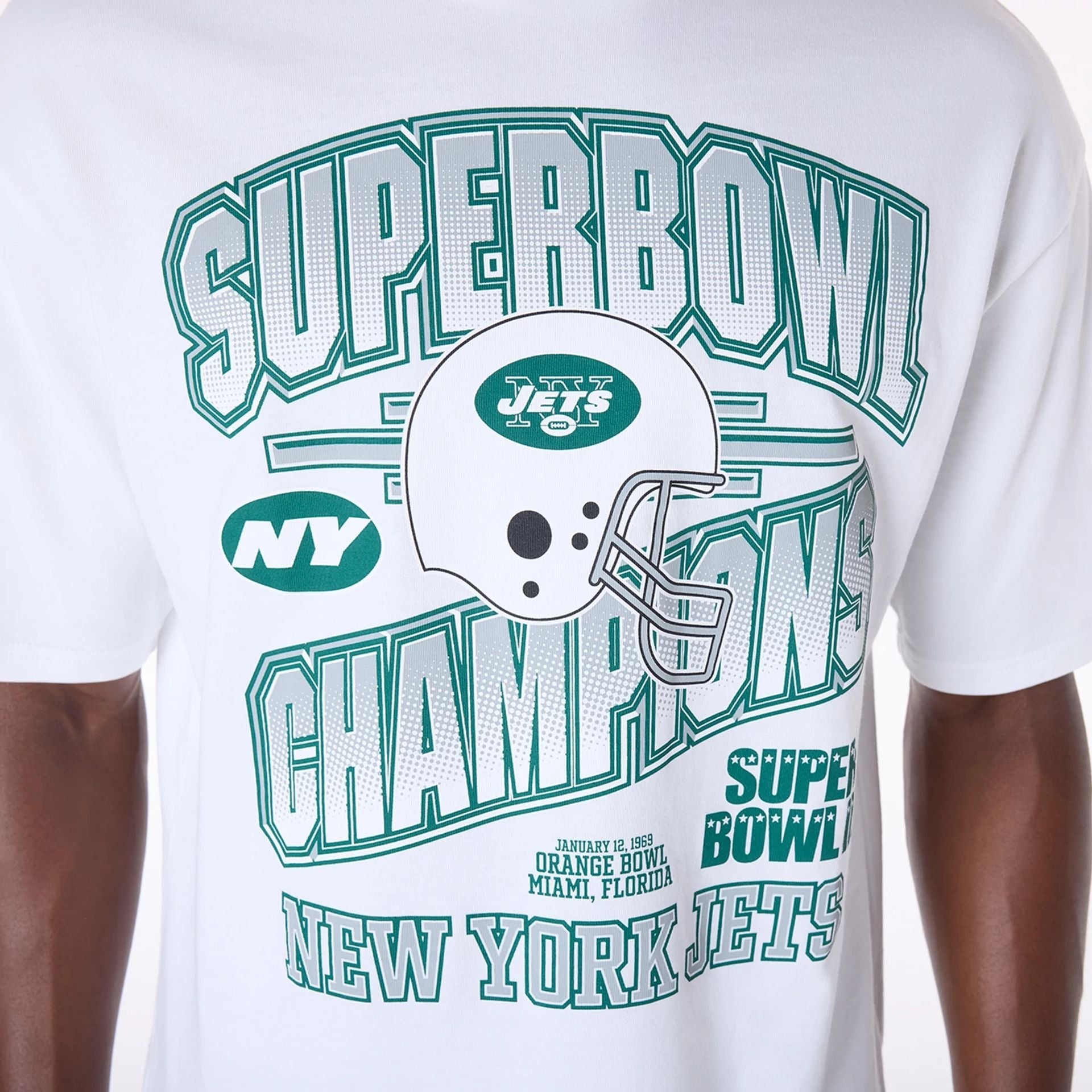 New York Jets New Era Helmet Graphic NFL T-Shirt Weiß - STADIUMDREAMS