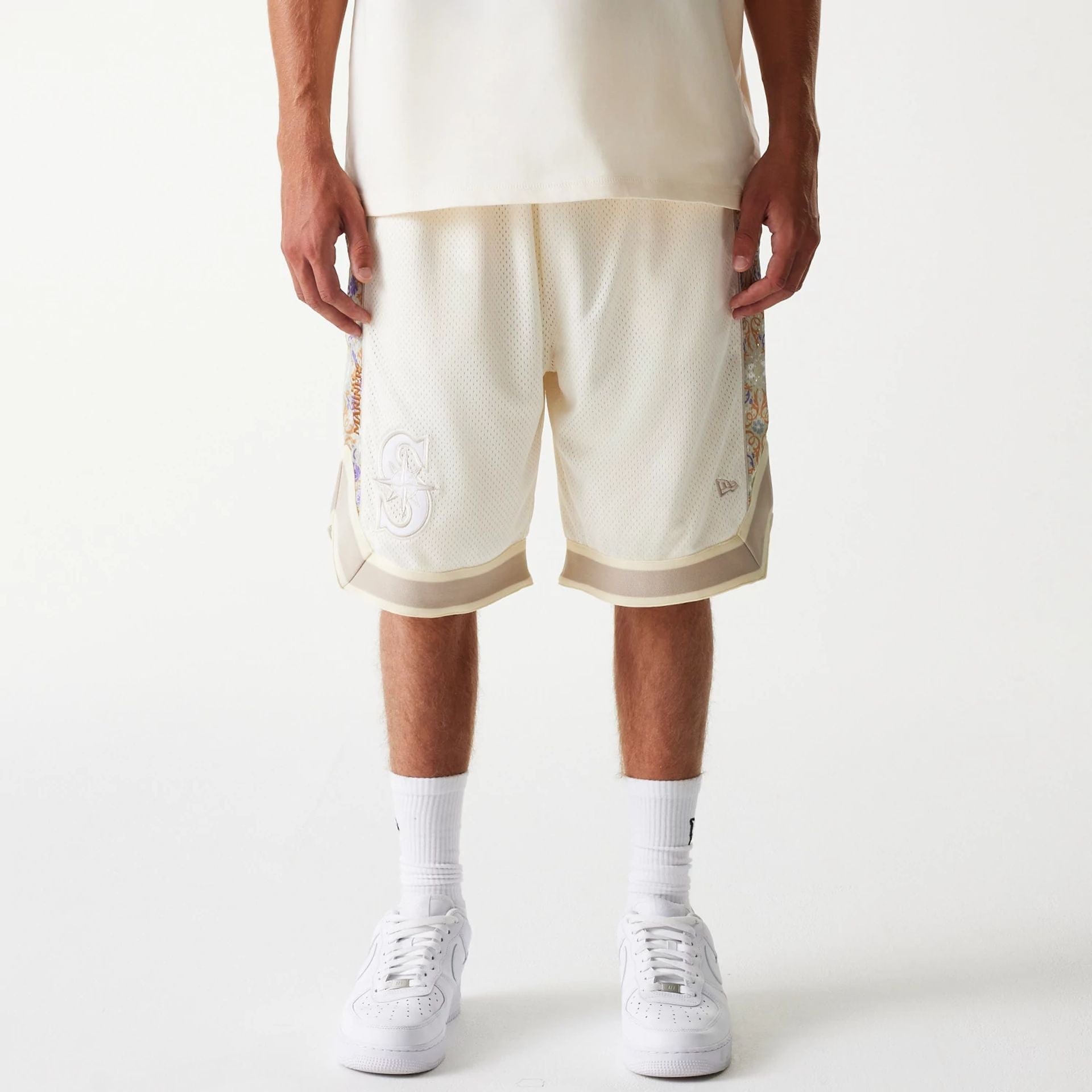 Seattle Mariners New Era Infill Mesh MLB Shorts Beige