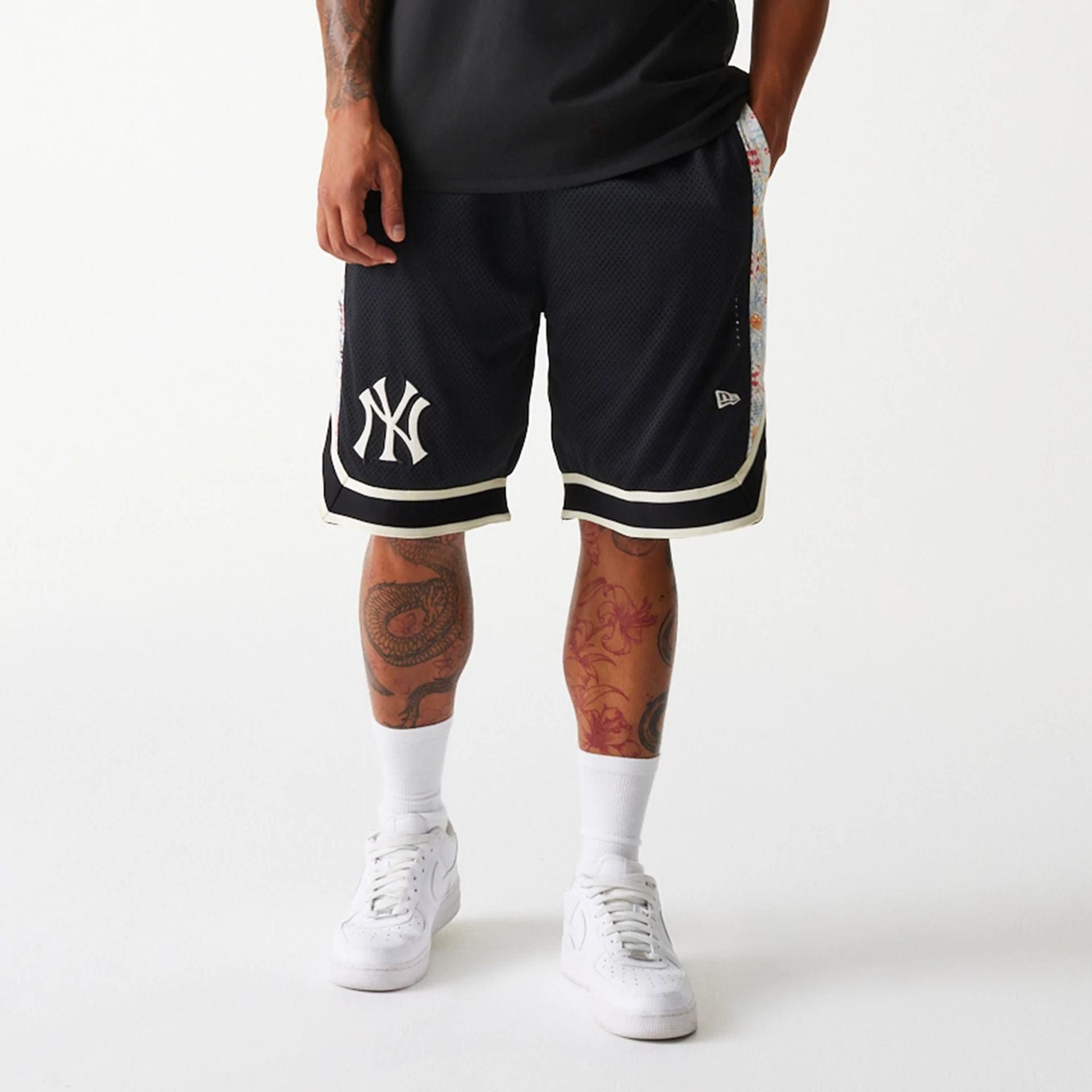 New York Yankees New Era Infill Mesh MLB Shorts Schwarz