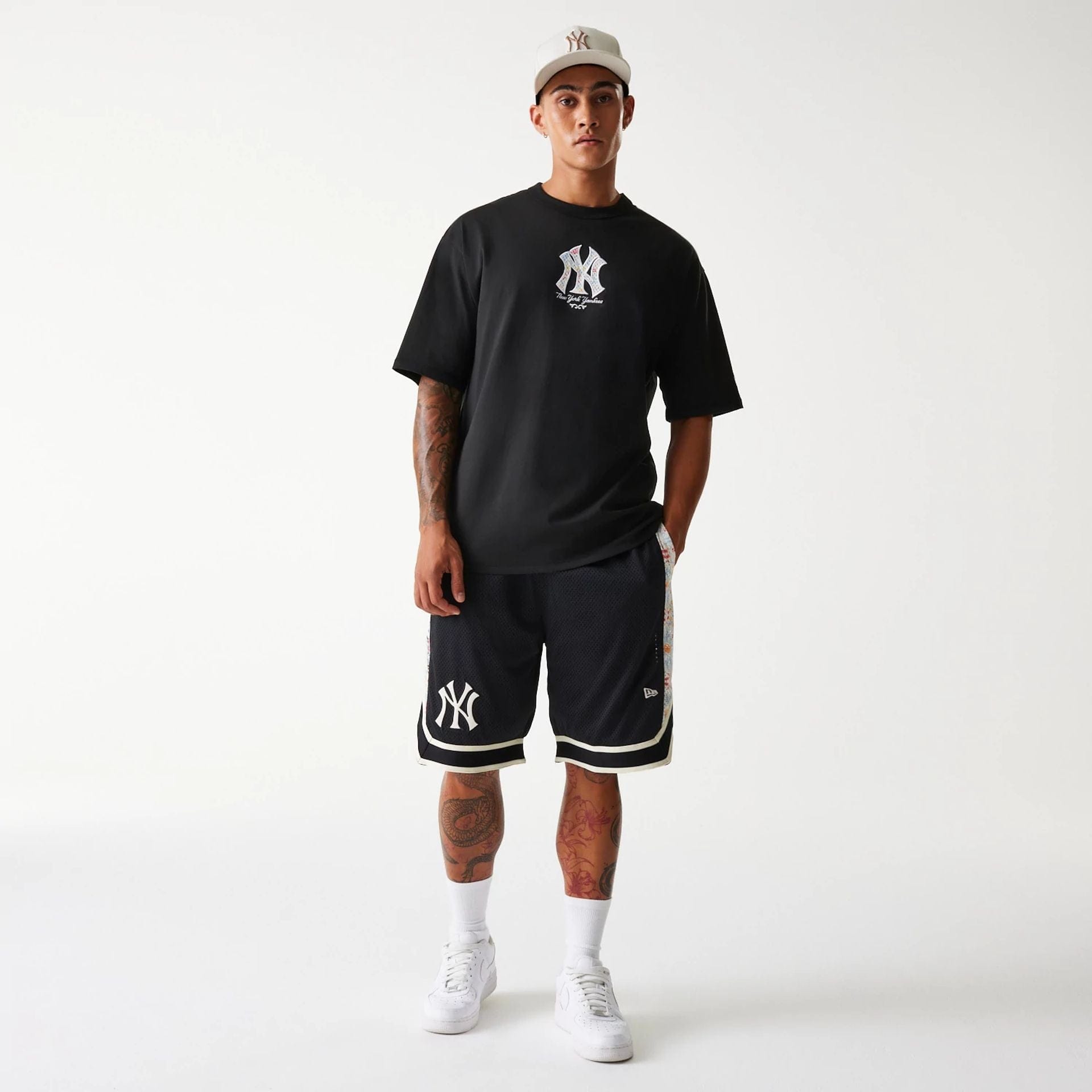 New York Yankees New Era Infill Mesh MLB Shorts Schwarz