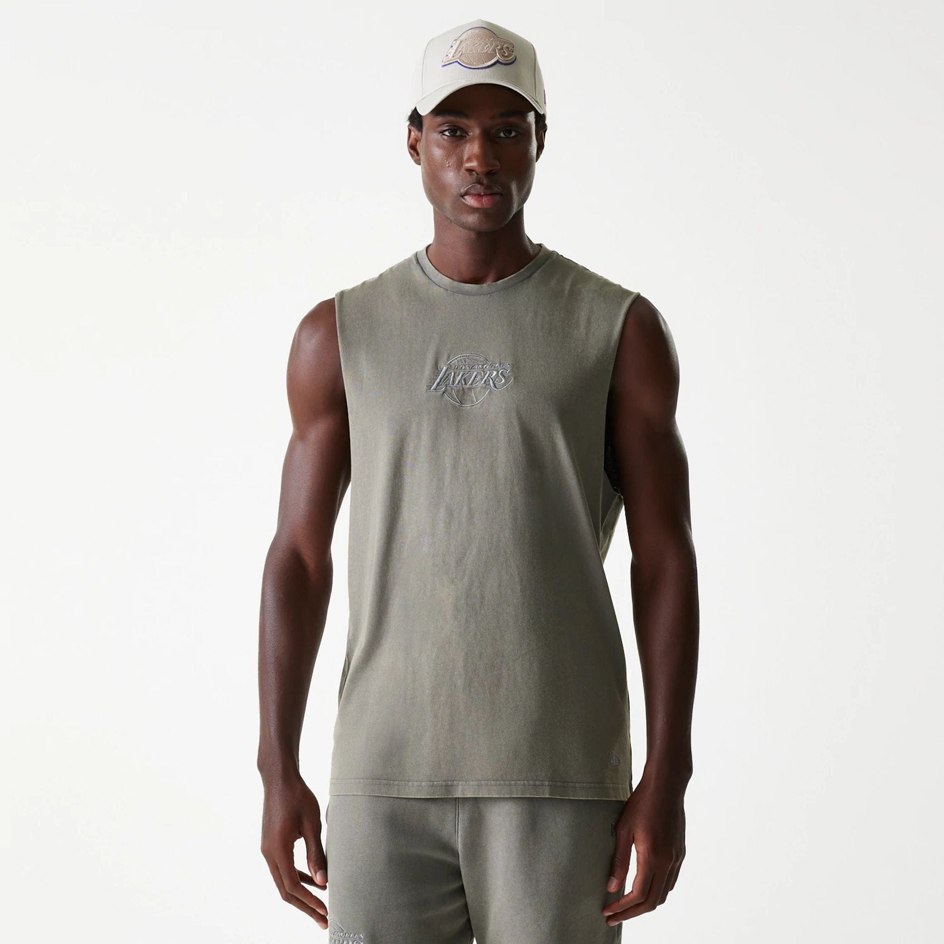 Los Angeles Lakers New Era Washed Style Oversized Tanktop Sleeveless T-Shirt Grau