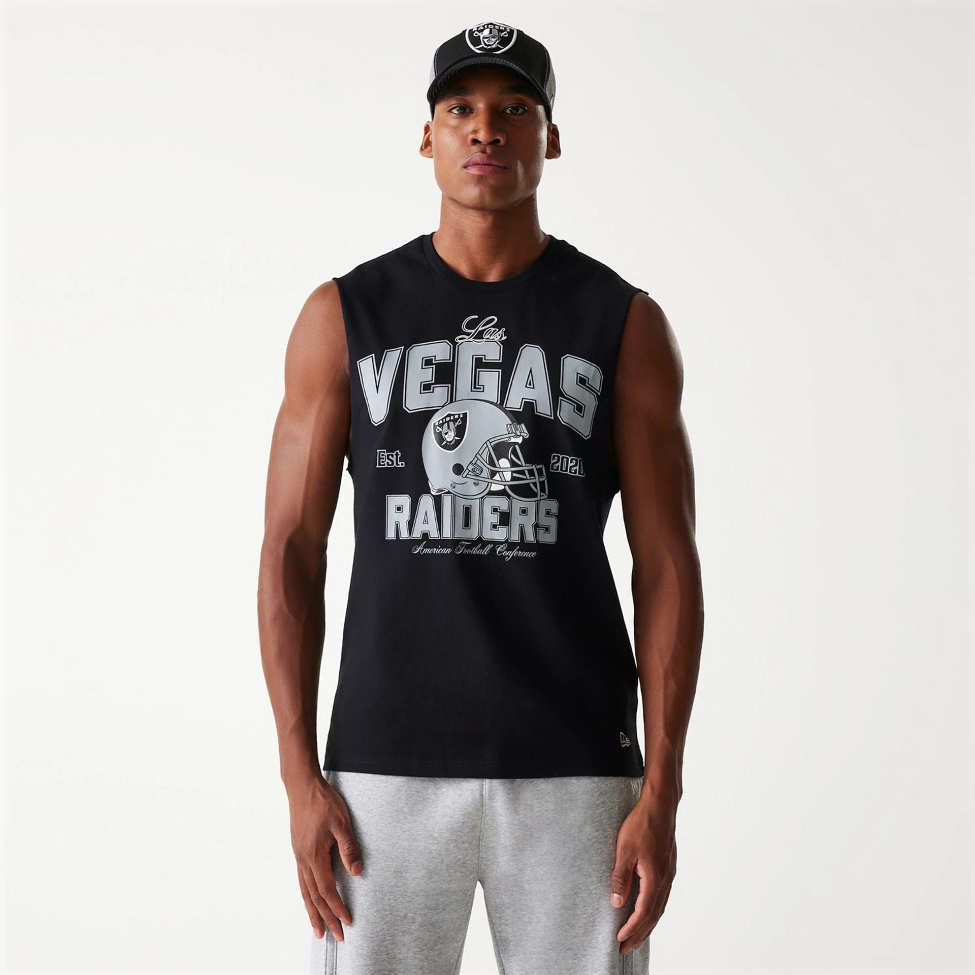 Las Vegas Raiders New Era Oversized Helmet Tanktop Sleeveless NFL T-Shirt Schwarz