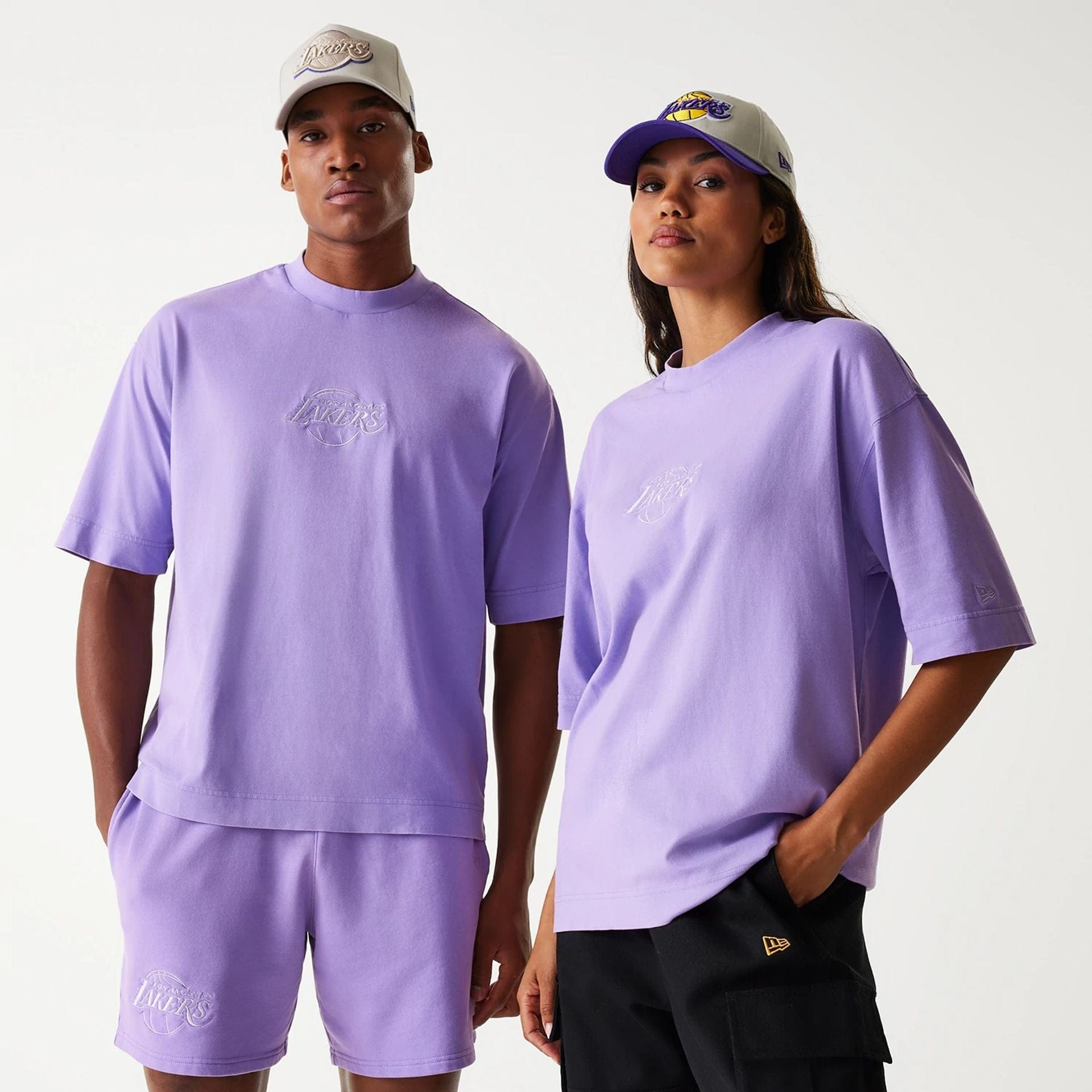 Los Angeles Lakers New Era Washed Style Oversized Box T-Shirt Lila