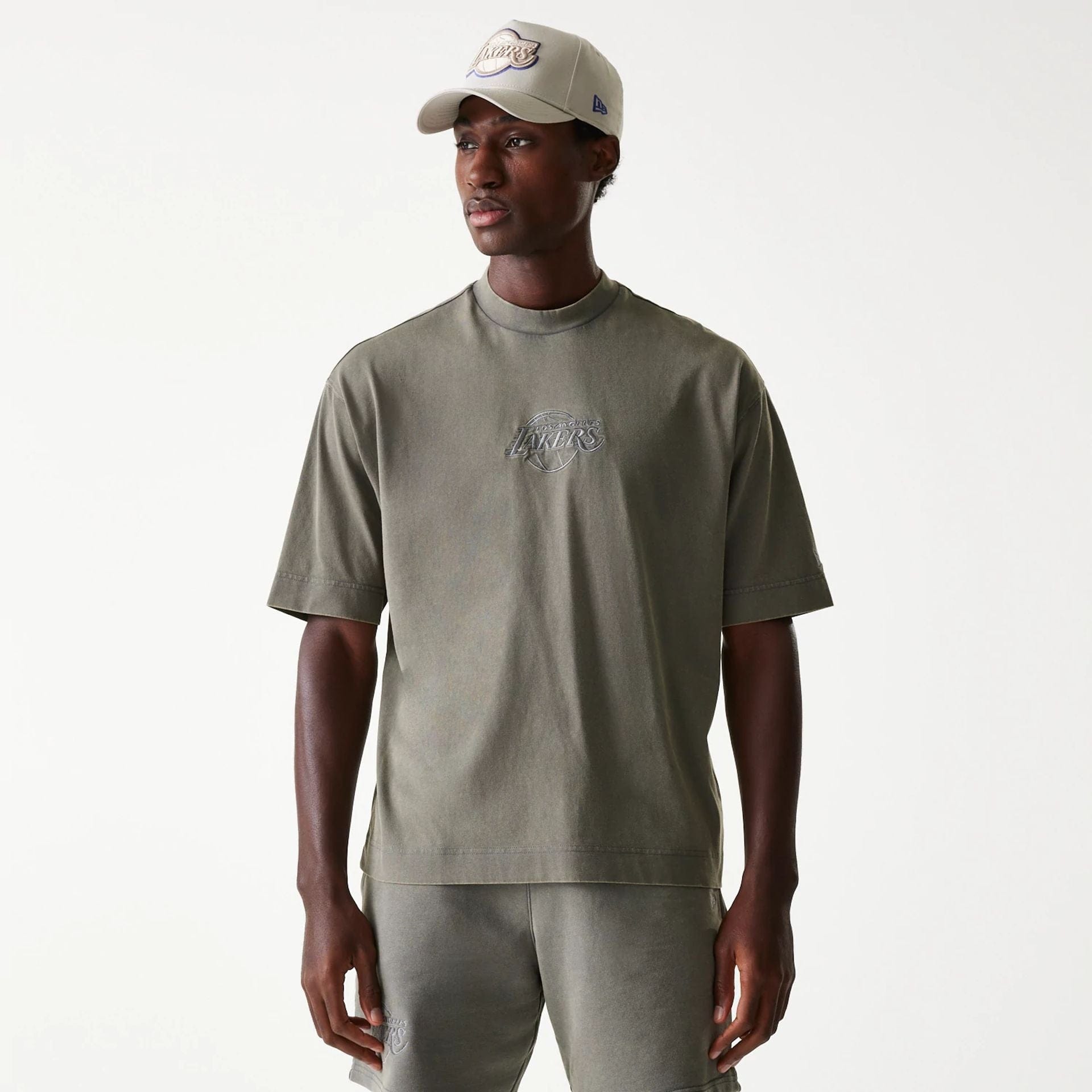 Los Angeles Lakers New Era Washed Style Oversized Box T-Shirt Grau
