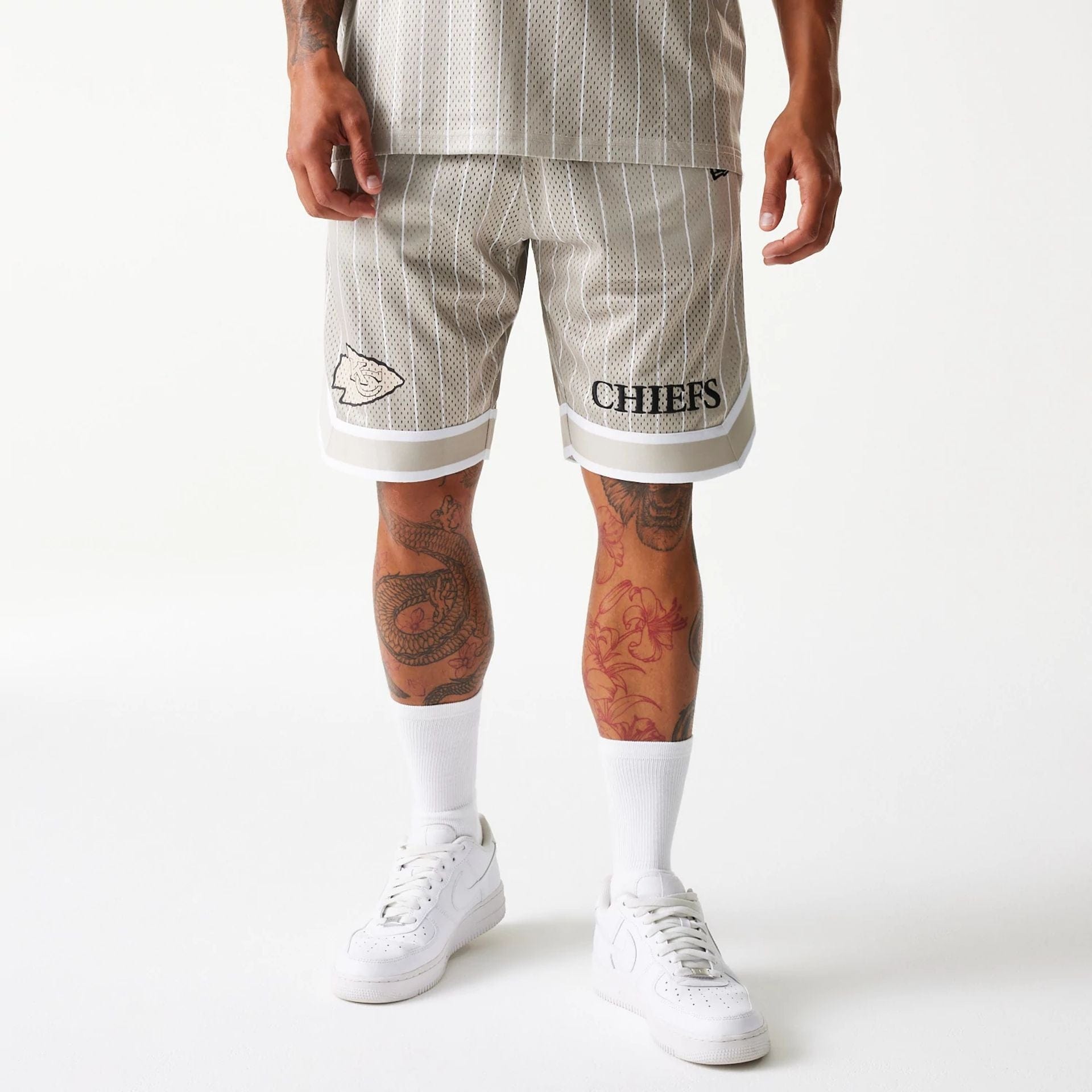 Kansas City Chiefs New Era Pinstripe NFL Shorts Beige