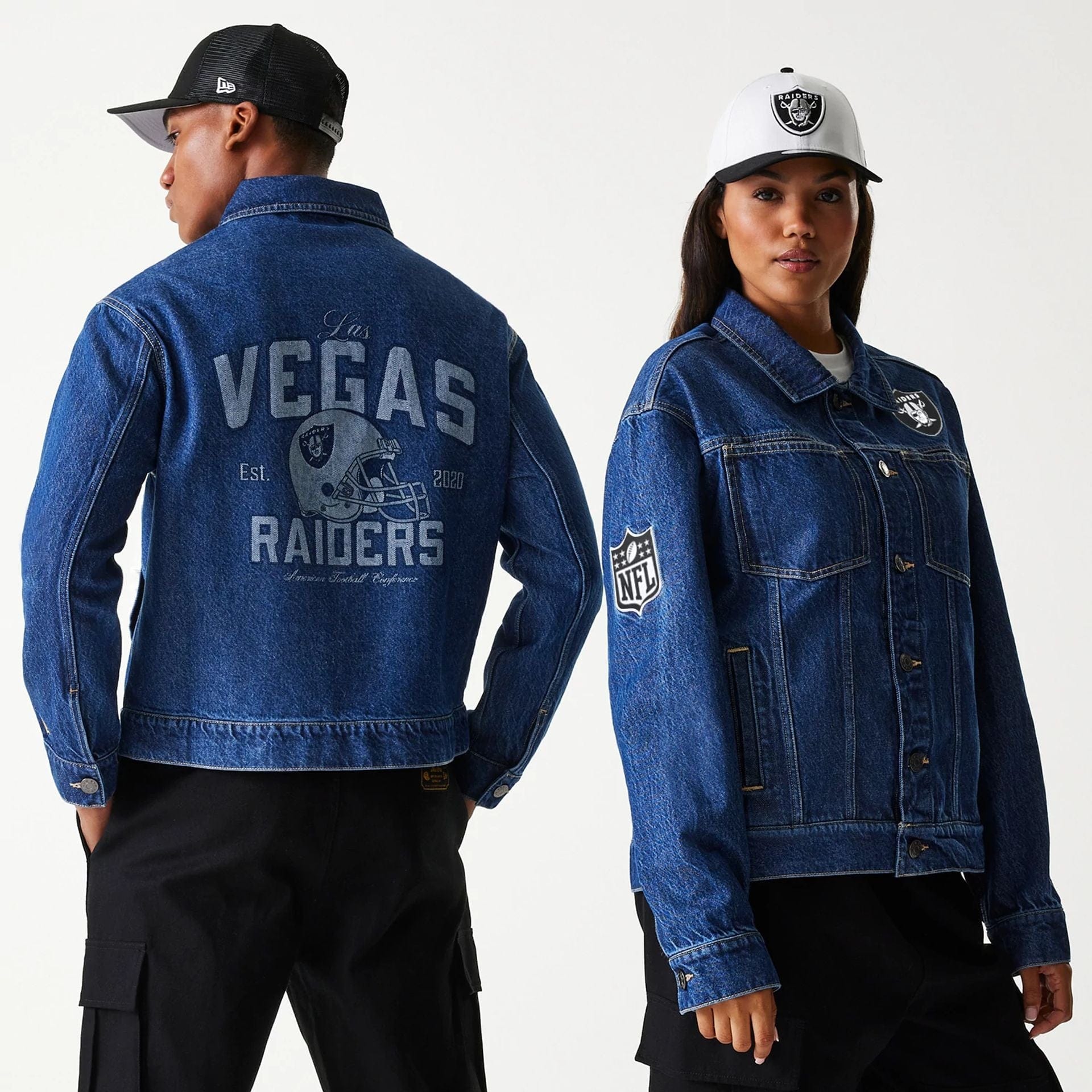 Las Vegas Raiders New Era Vintage NFL Jeansjacke Blau