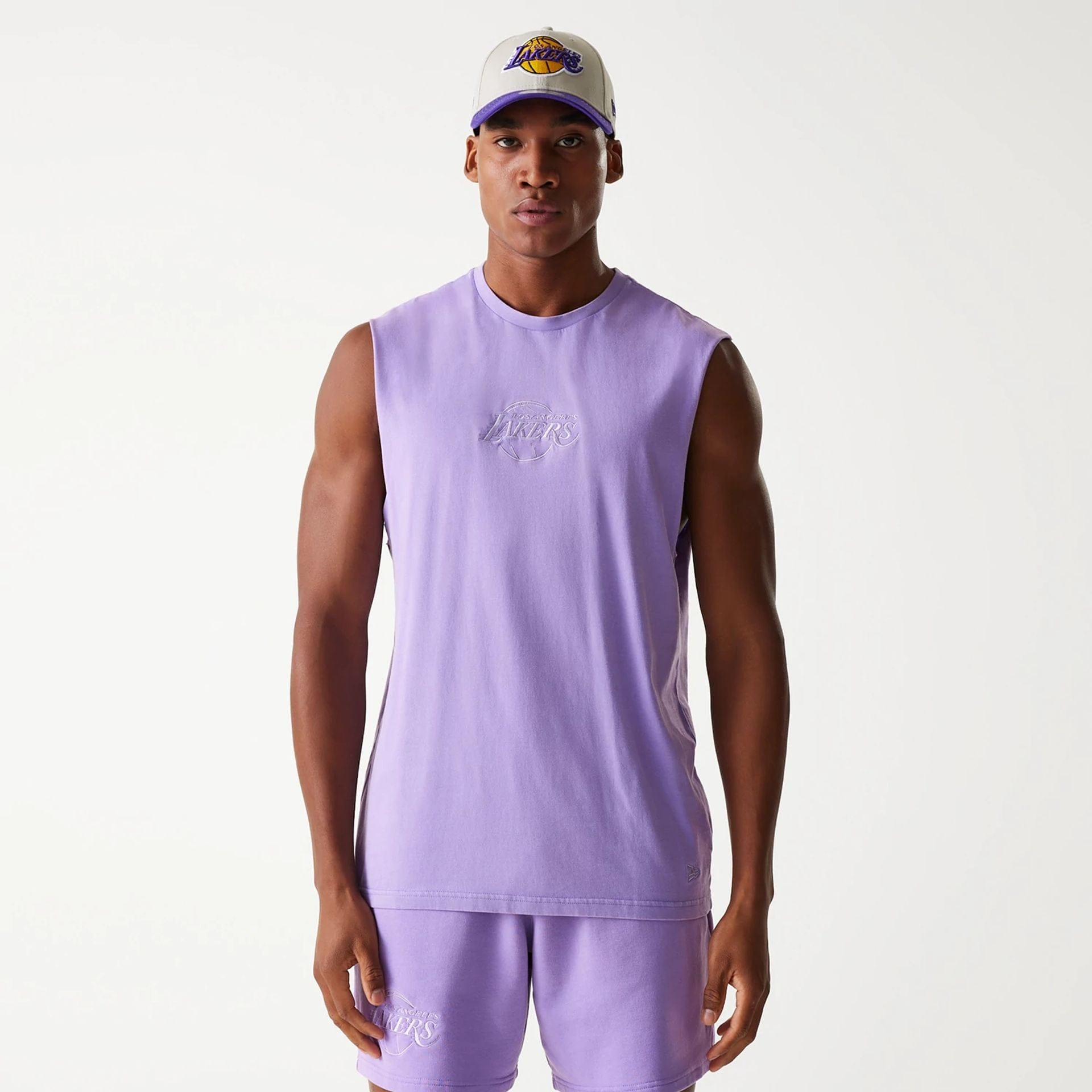 Los Angeles Lakers New Era Washed Style Oversized Tanktop Sleeveless T-Shirt Lila