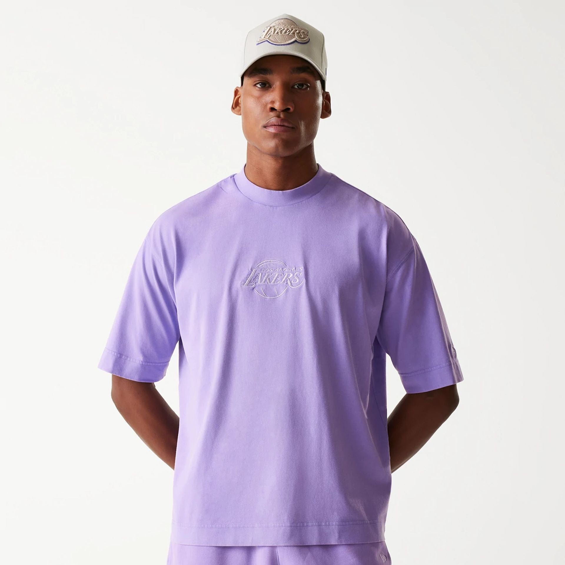 Los Angeles Lakers New Era Washed Style Oversized Box T-Shirt Lila