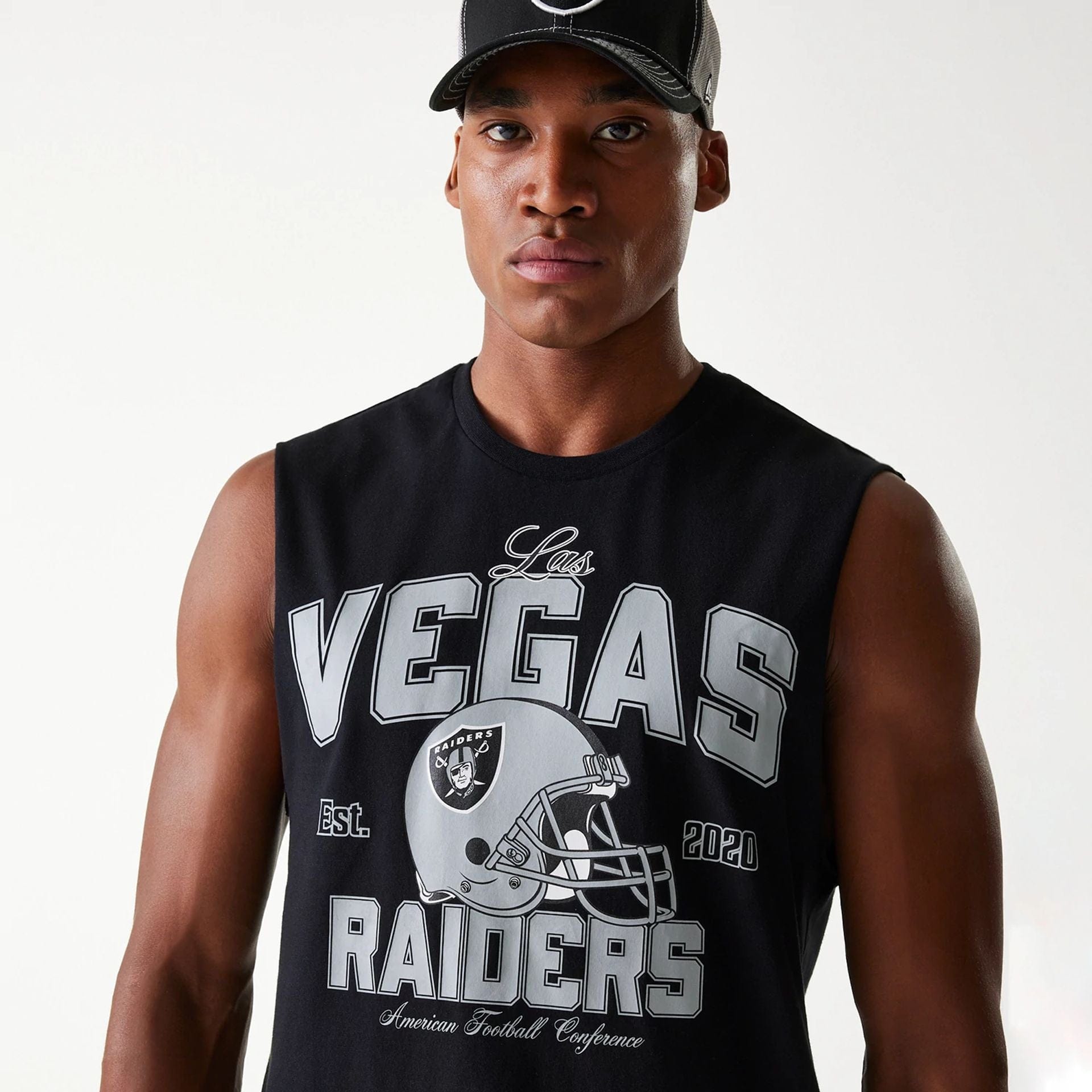 Las Vegas Raiders New Era Oversized Helmet Tanktop Sleeveless NFL T-Shirt Schwarz