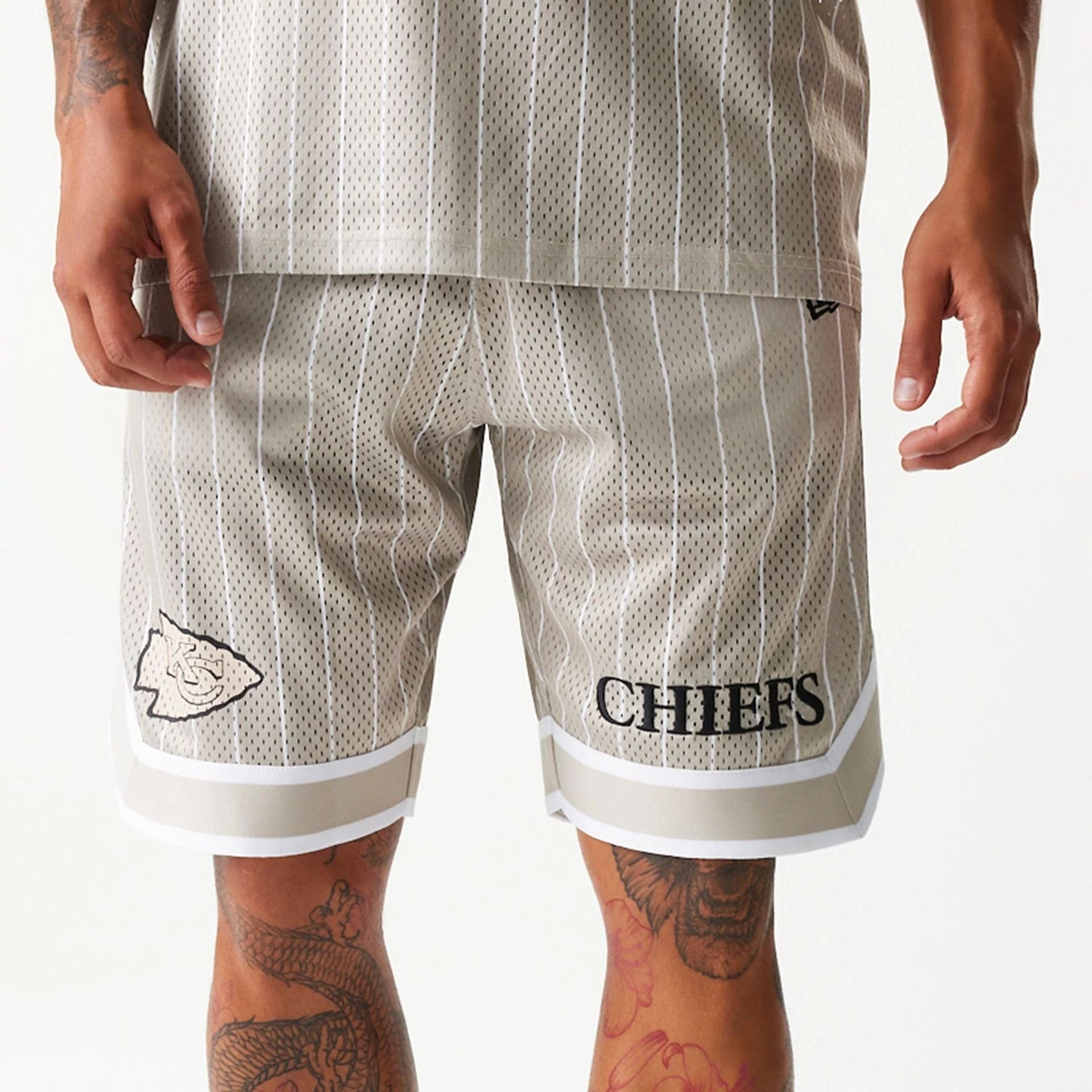 Kansas City Chiefs New Era Pinstripe NFL Shorts Beige