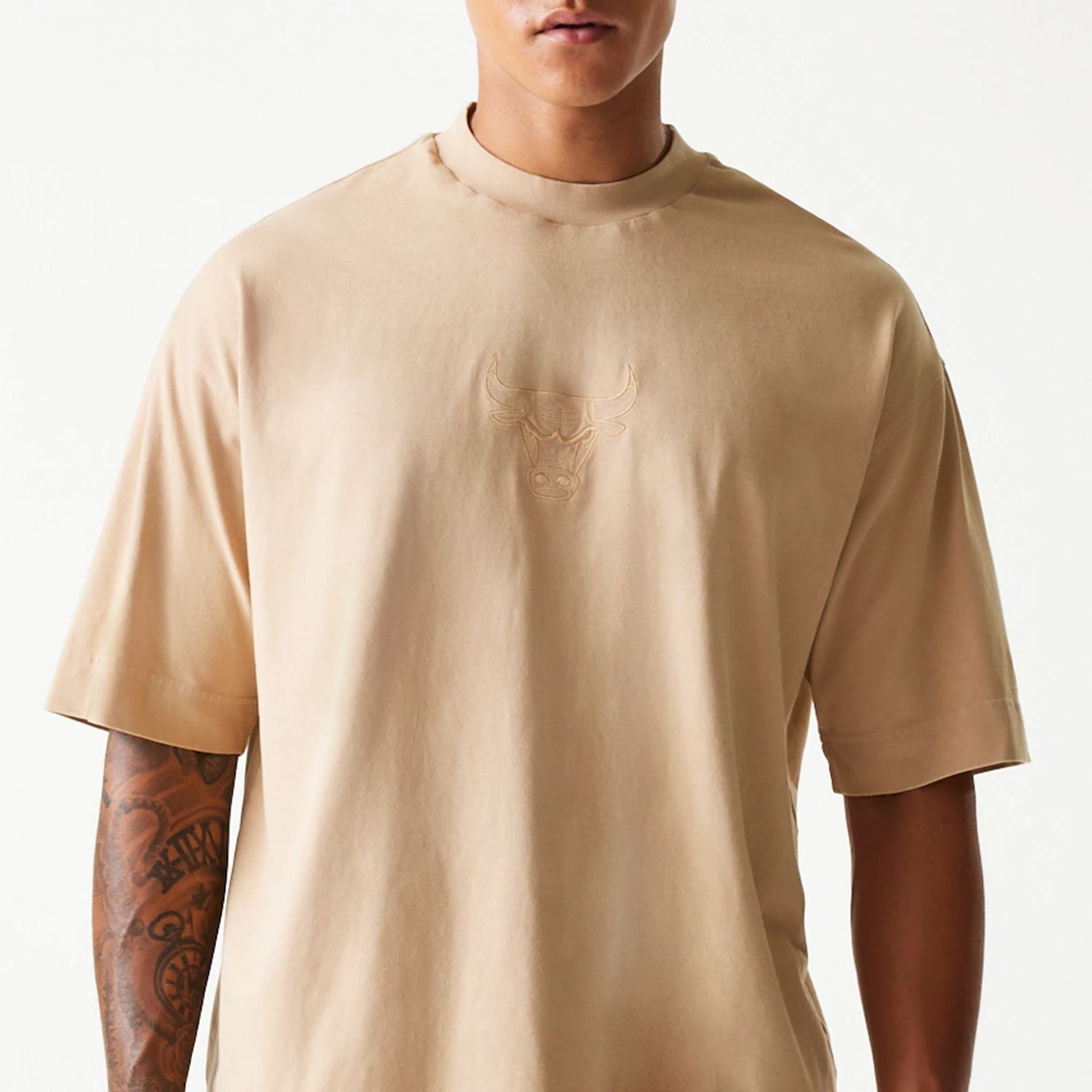 Chicago Bulls New Era Washed Style Oversized Box T-Shirt Beige