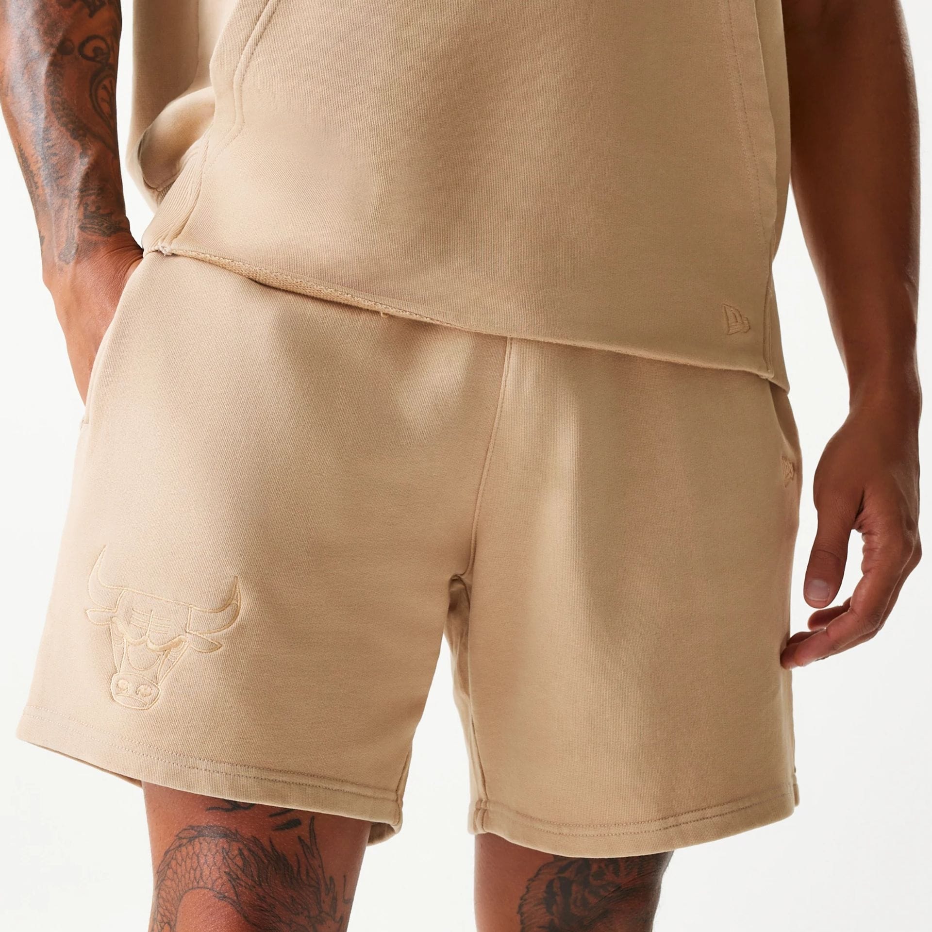 Chicago Bulls New Era Washed Style NBA Shorts Beige