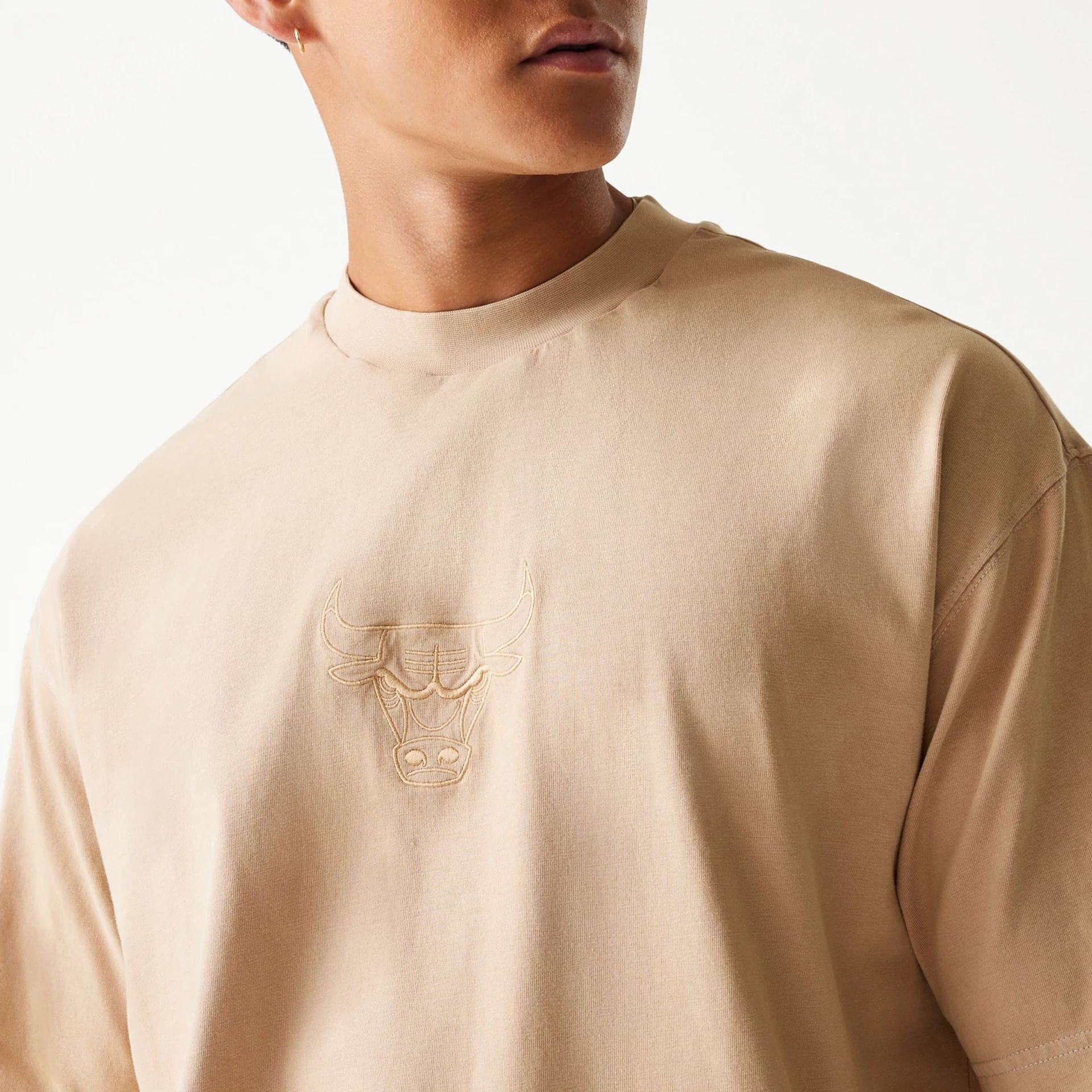 Chicago Bulls New Era Washed Style Oversized Box T-Shirt Beige