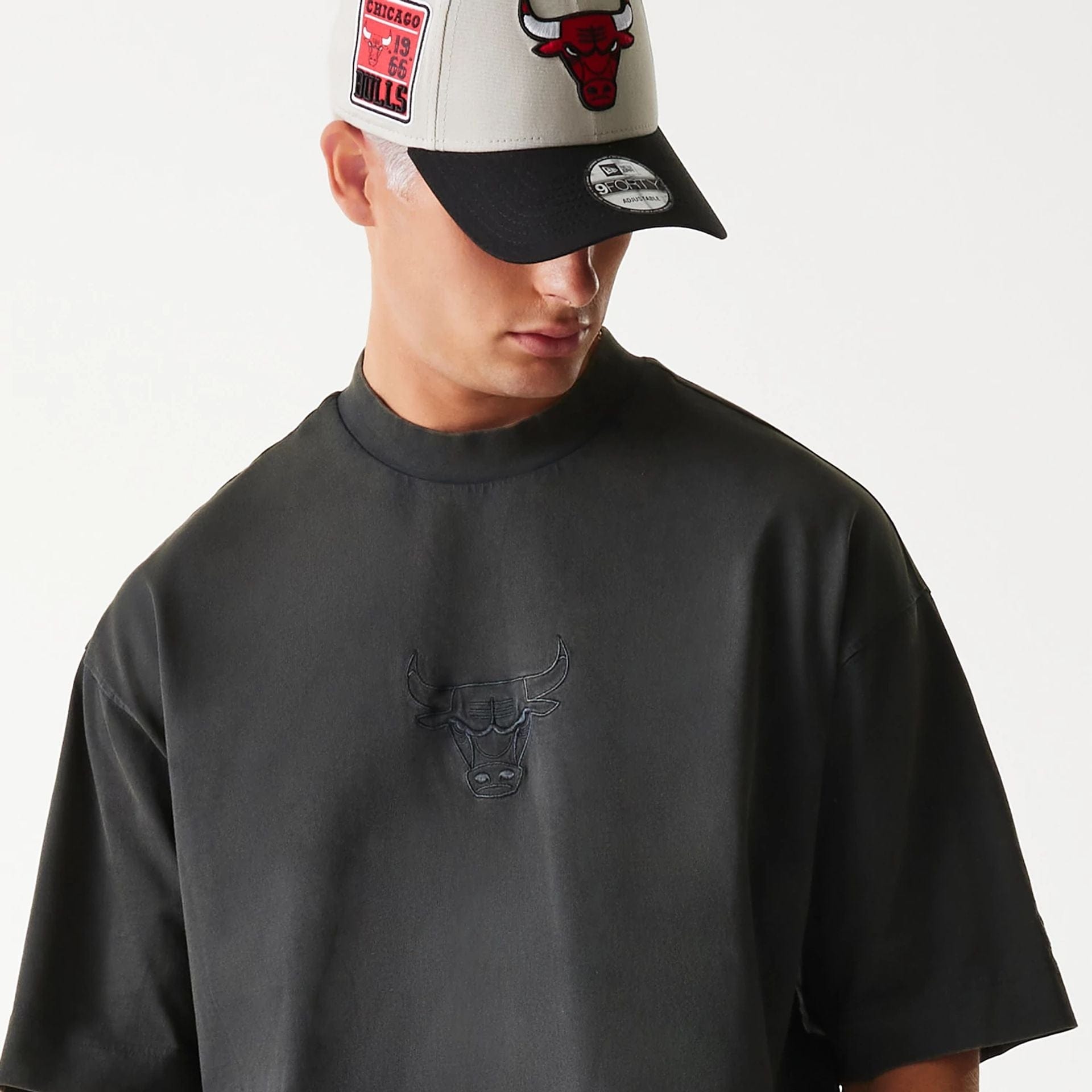 Chicago Bulls New Era Washed Style Oversized Box T-Shirt Grau