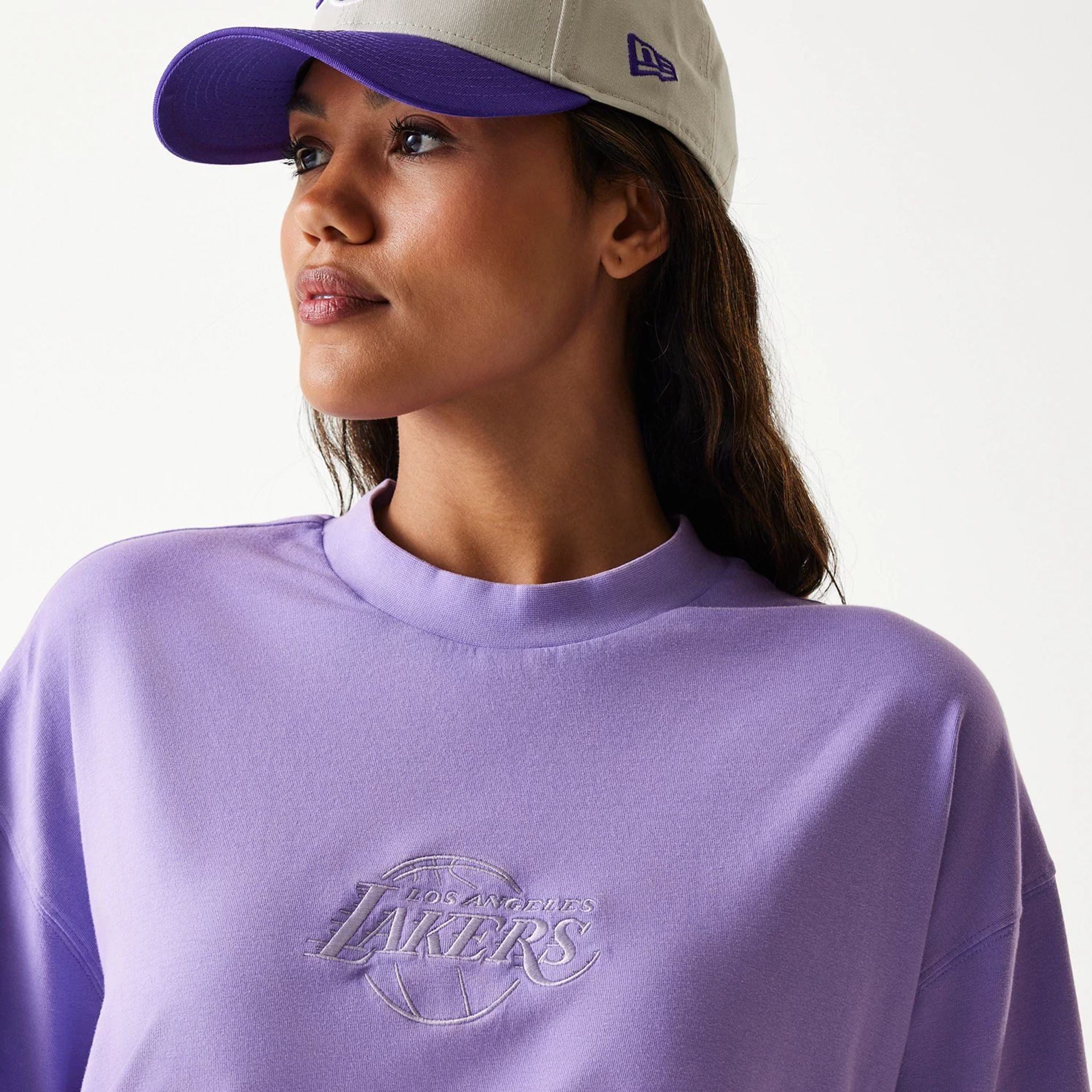 Los Angeles Lakers New Era Washed Style Oversized Box T-Shirt Lila