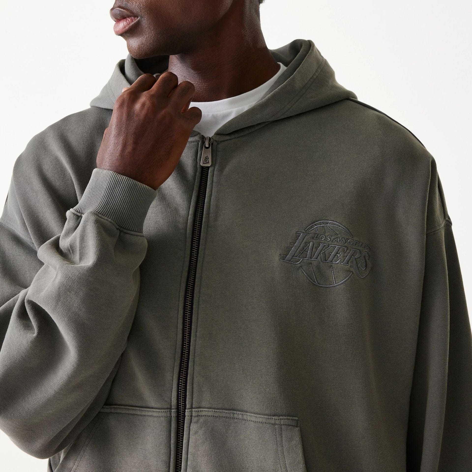 Los Angeles Lakers New Era Washed Style Full Zip NBA Hoodie Grau