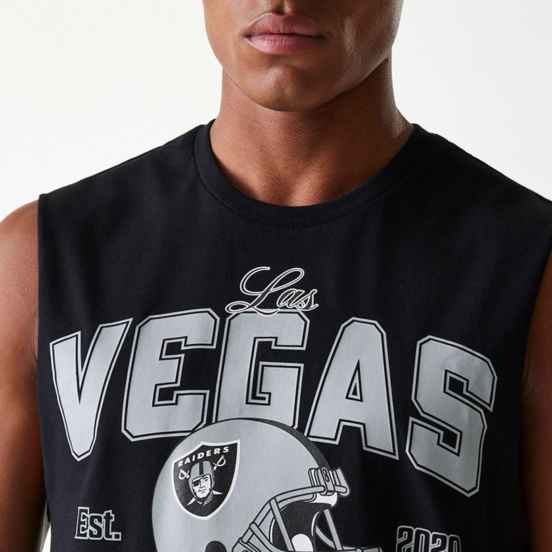 Las Vegas Raiders New Era Oversized Helmet Tanktop Sleeveless NFL T-Shirt Schwarz