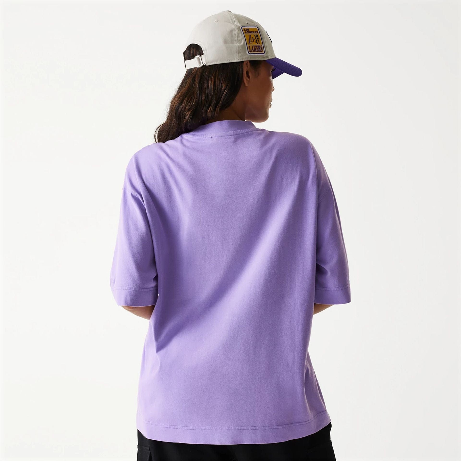 Los Angeles Lakers New Era Washed Style Oversized Box T-Shirt Lila
