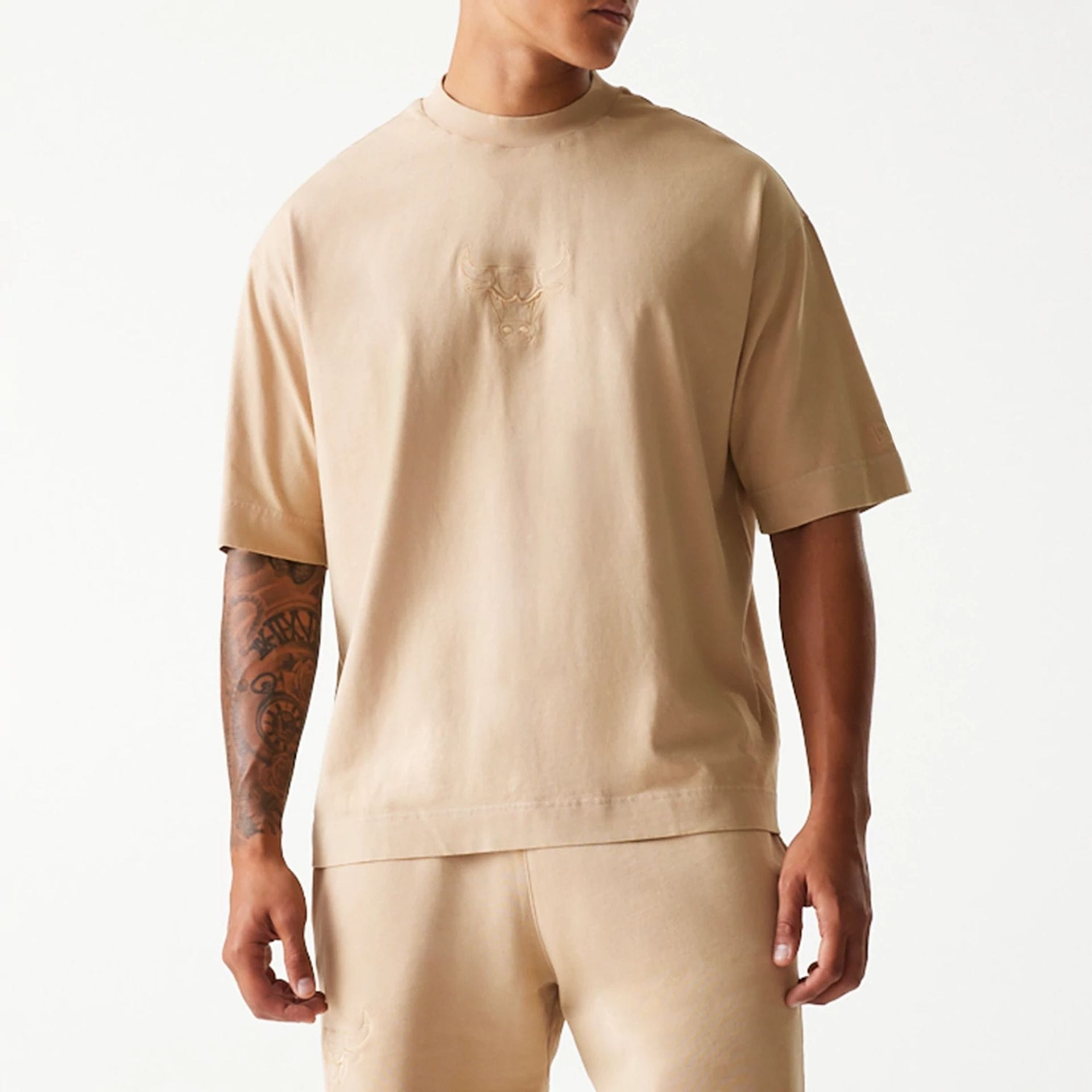 Chicago Bulls New Era Washed Style Oversized Box T-Shirt Beige