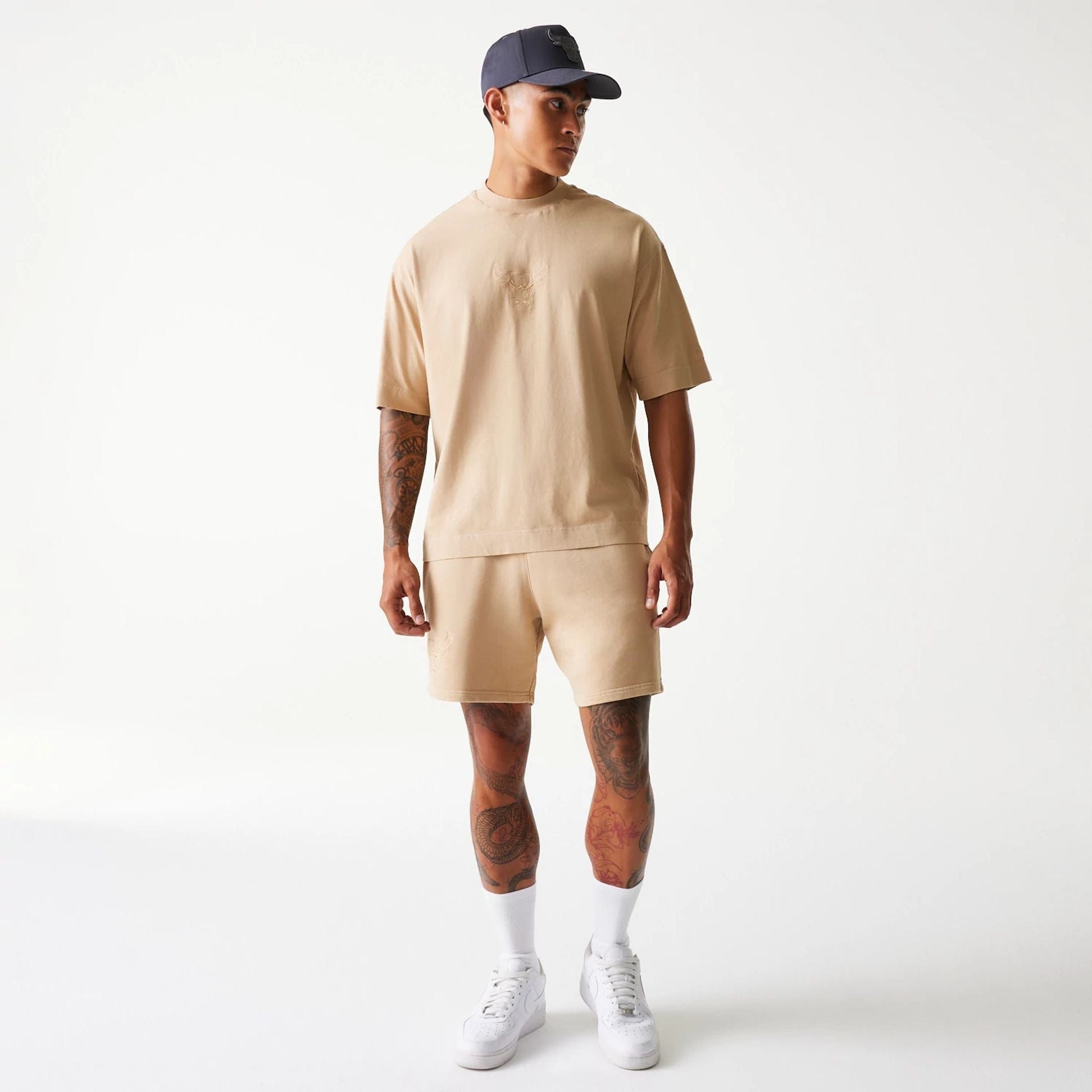 Chicago Bulls New Era Washed Style Oversized Box T-Shirt Beige