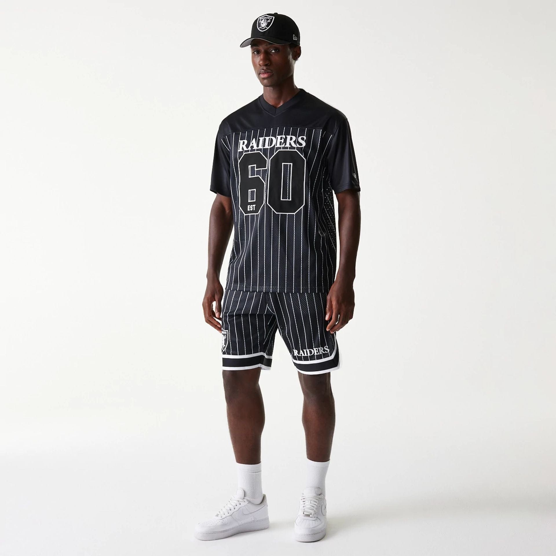 Las Vegas Raiders New Era Pinstripe NFL Shorts Schwarz