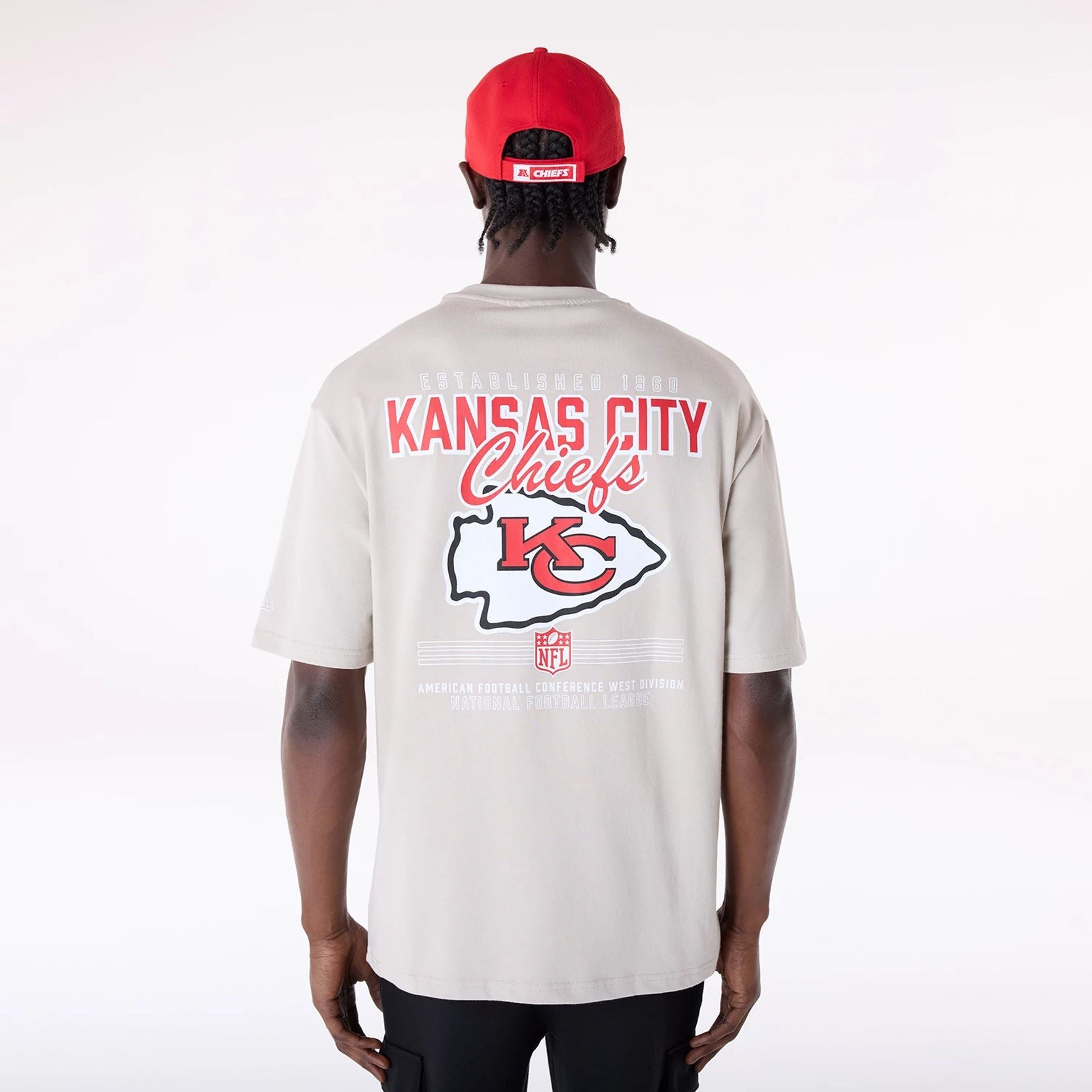 Kansas City Chiefs New Era Backprint Oversized NFL T-Shirt Beige - STADIUMDREAMS