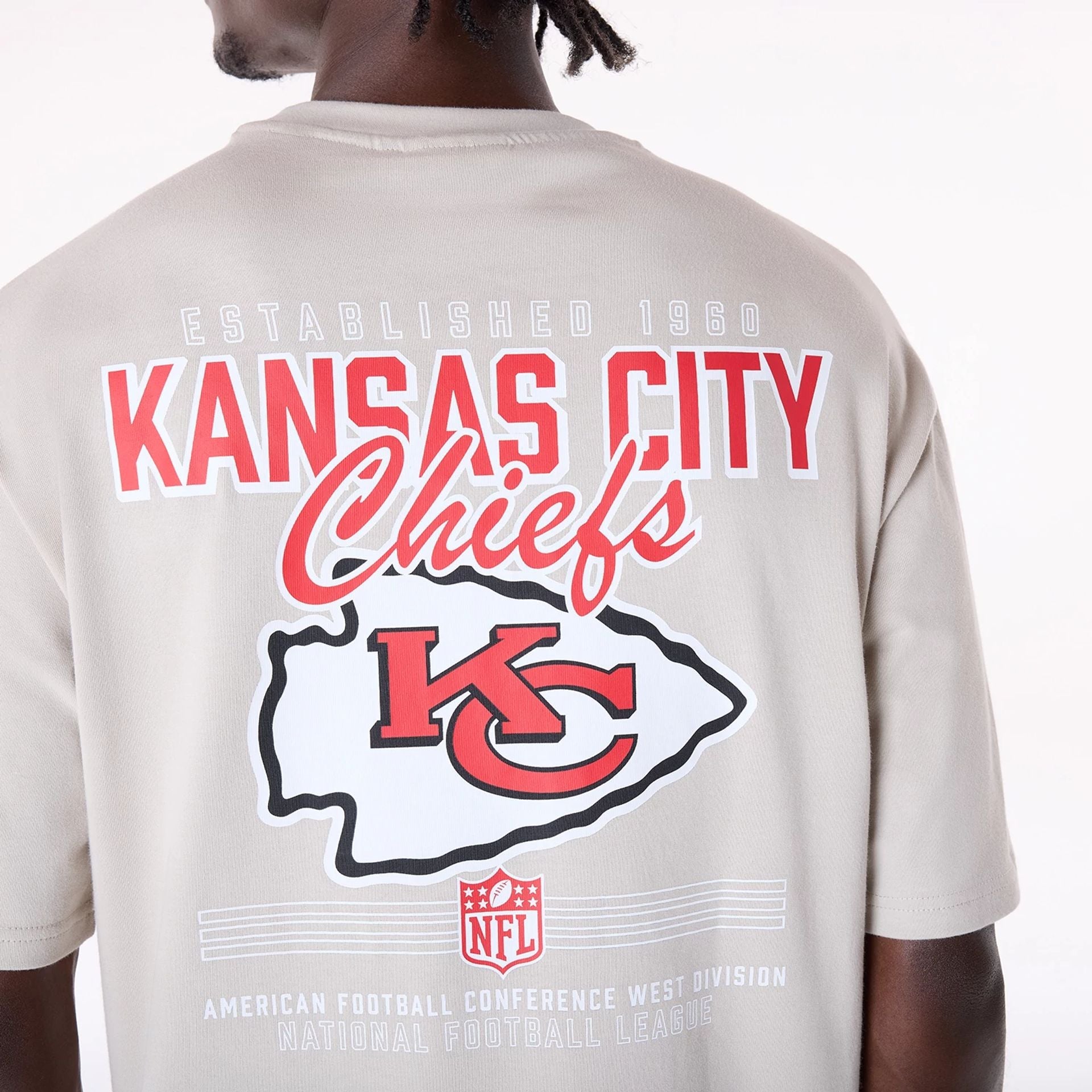 Kansas City Chiefs New Era Backprint Oversized NFL T-Shirt Beige - STADIUMDREAMS