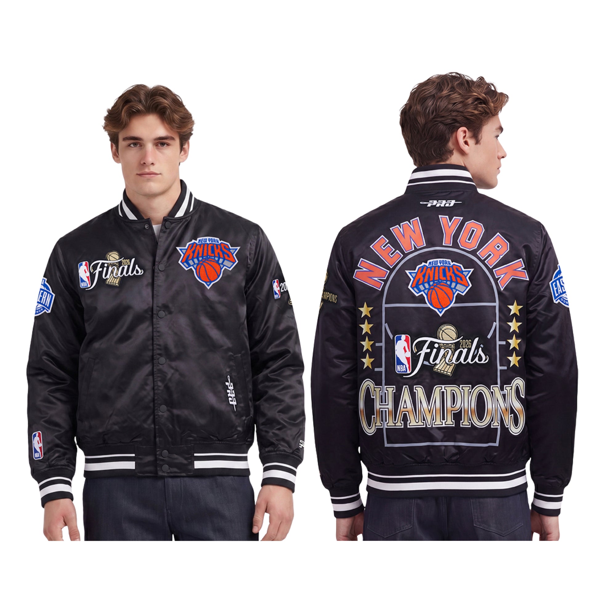 New York Knicks Pro Standard 2026 NBA Champions Limited Edition Satin Jacke Schwarz