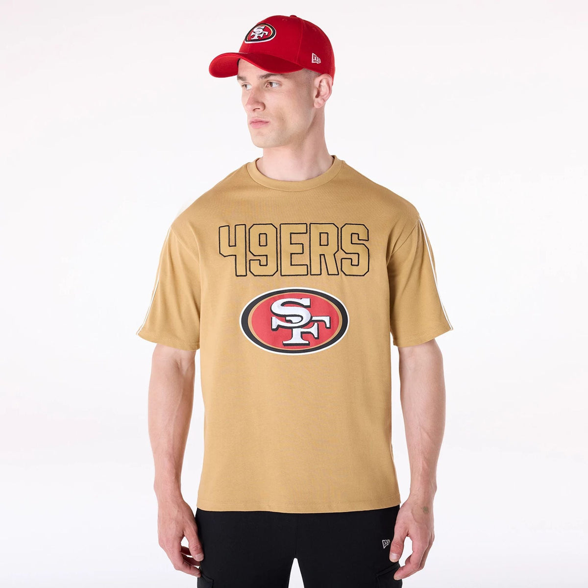 San Francisco 49ers New Era NFL Heritage Stitched Oversized T-Shirt Gold - STADIUMDREAMS