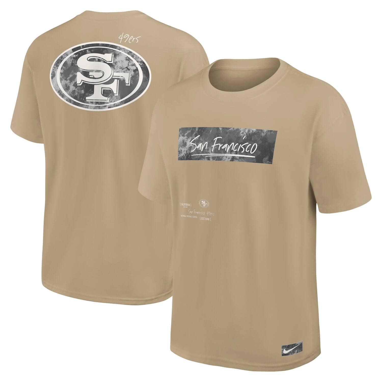 San Francisco 49ers Besticktes Premium Oversized Nike NFL T-Shirt Yukon Beige - STADIUMDREAMS