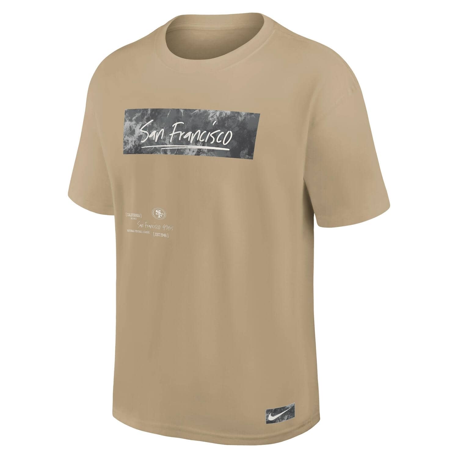 San Francisco 49ers Besticktes Premium Oversized Nike NFL T-Shirt Yukon Beige - STADIUMDREAMS