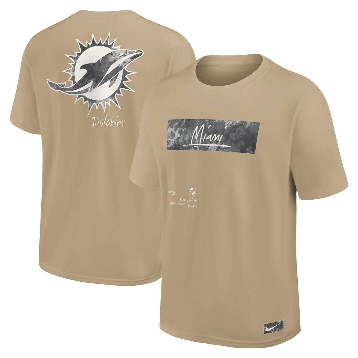 Miami Dolphins Besticktes Premium Oversized Nike NFL T-Shirt Yukon Beige - STADIUMDREAMS