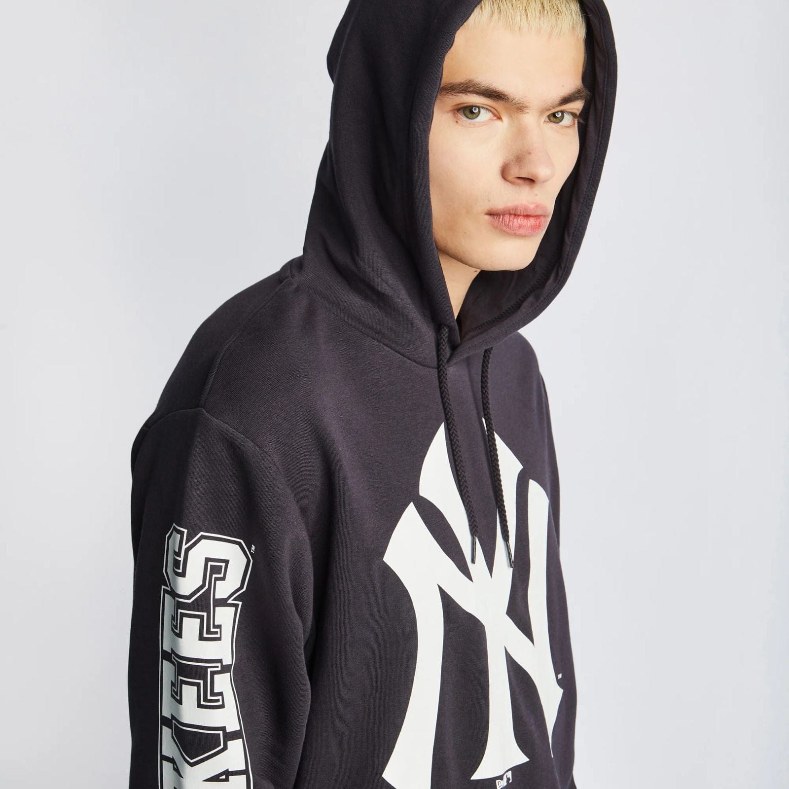 New York Yankees New Era MLB Team Logo Dual Stack Hoodie Navy - STADIUMDREAMS