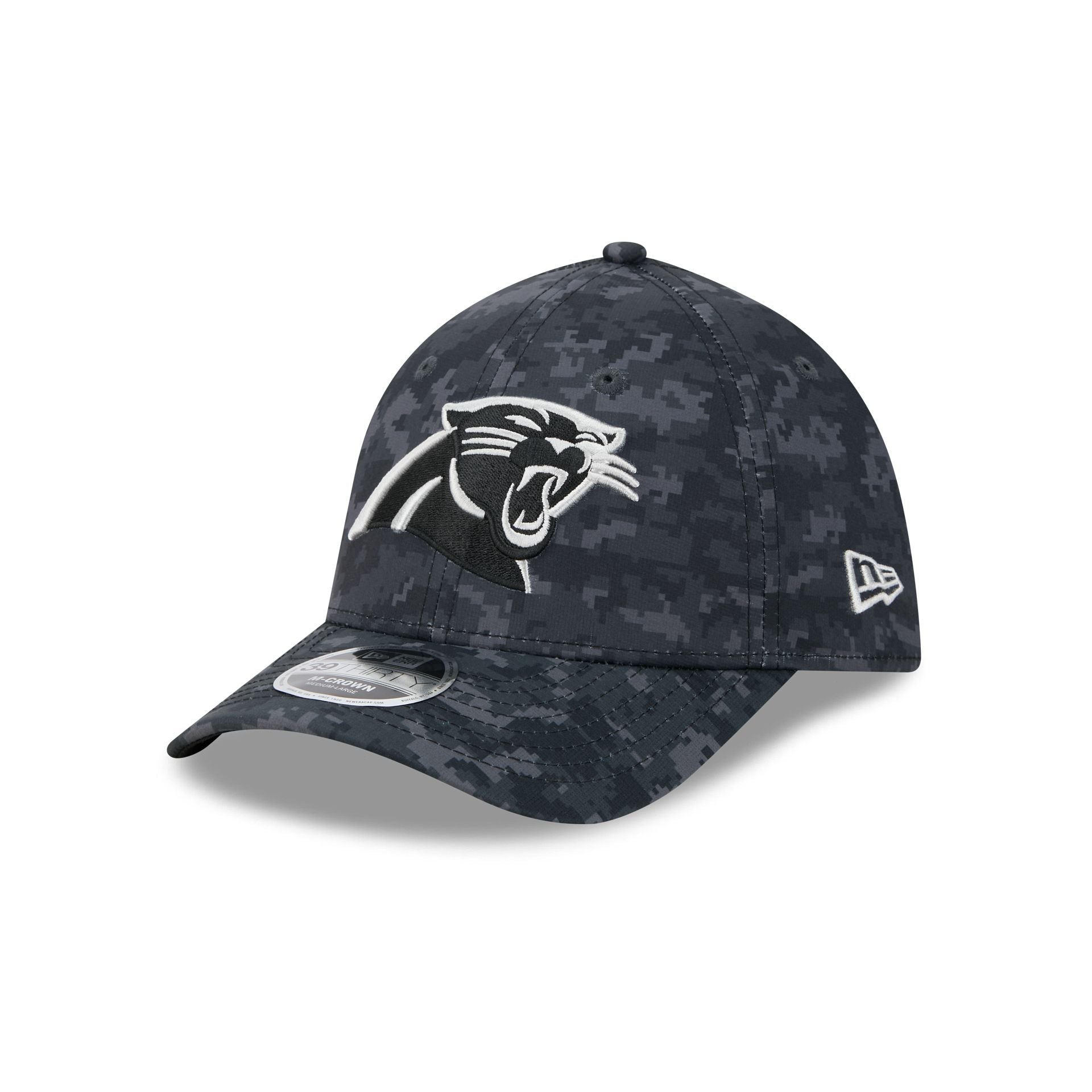 Carolina Panthers New Era 2026 NFL Salute to Service 39THIRTY Flex Fit Cap Camouflage Schwarz