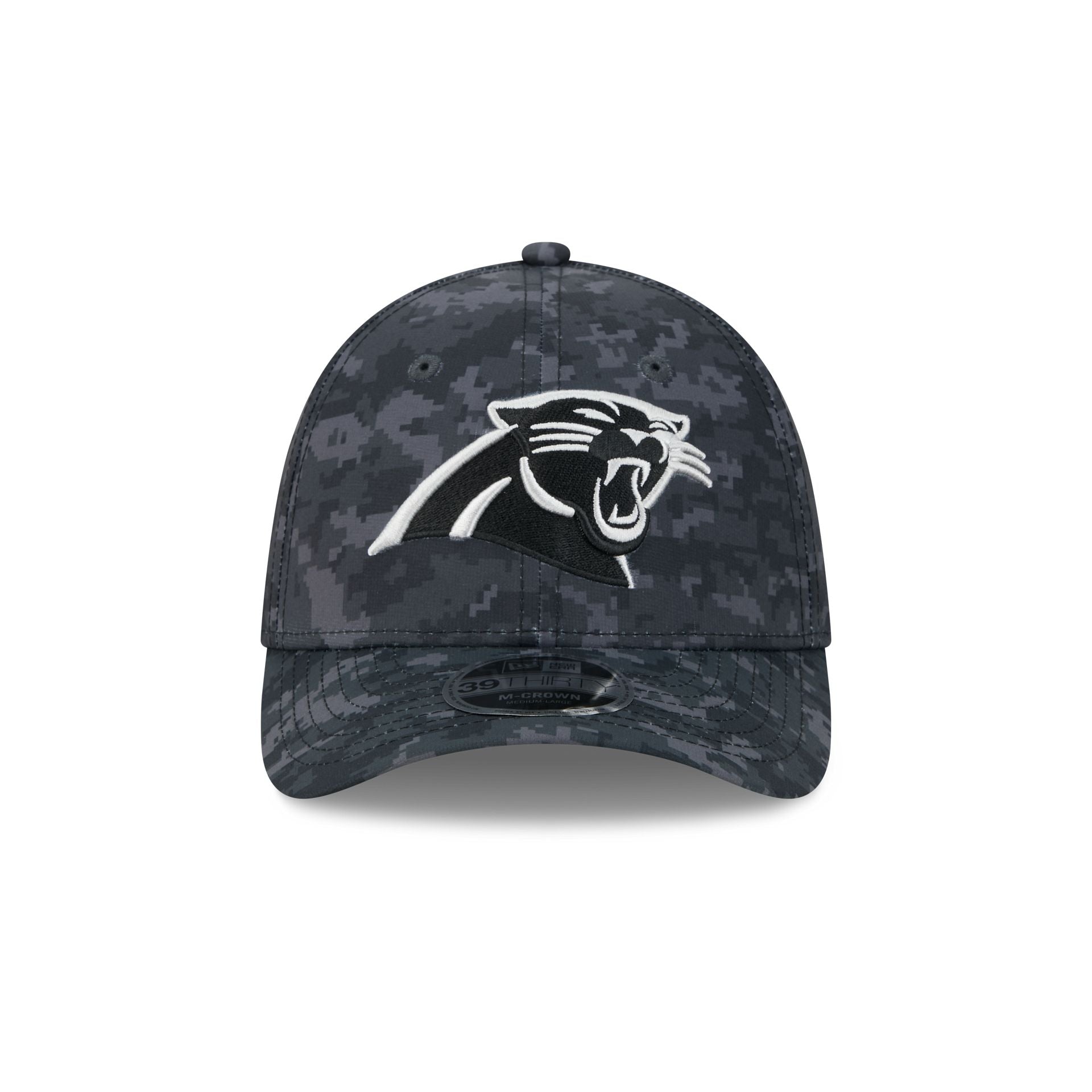 Carolina Panthers New Era 2026 NFL Salute to Service 39THIRTY Flex Fit Cap Camouflage Schwarz