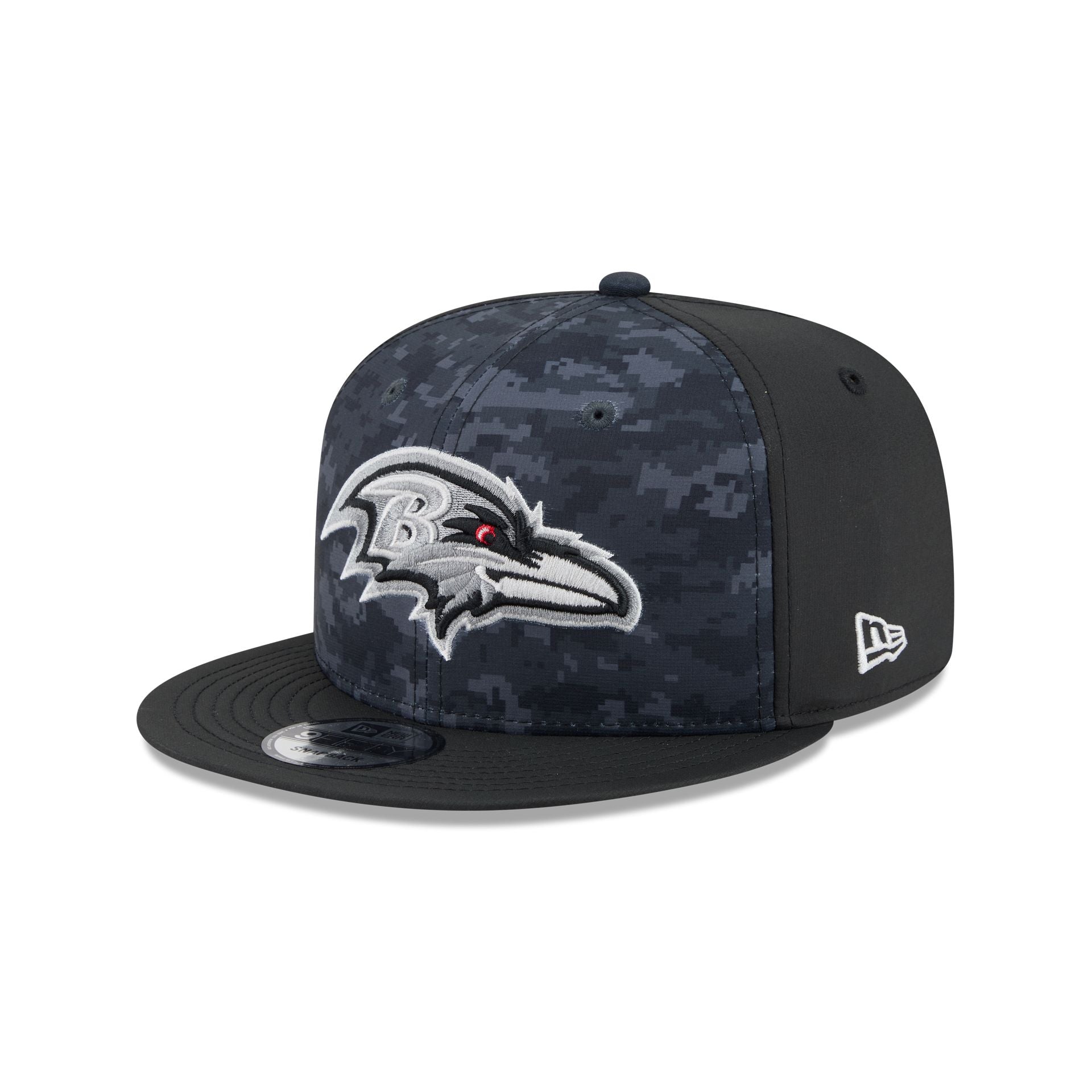 Baltimore Ravens New Era 2026 NFL Salute to Service 9FIFTY Snapback Cap Camouflage Schwarz