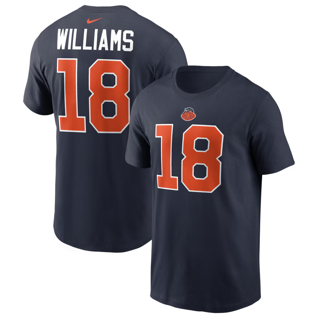 Caleb Williams #18 Chicago Bears Nike 2026 Rivalries Player NFL T-Shirt Navy Blau