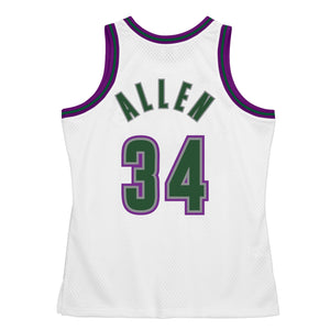 Milwaukee Bucks Ray Allen Mitchell & Ness NBA Swingman Trikot 1996 Weiss - STADIUMDREAMS