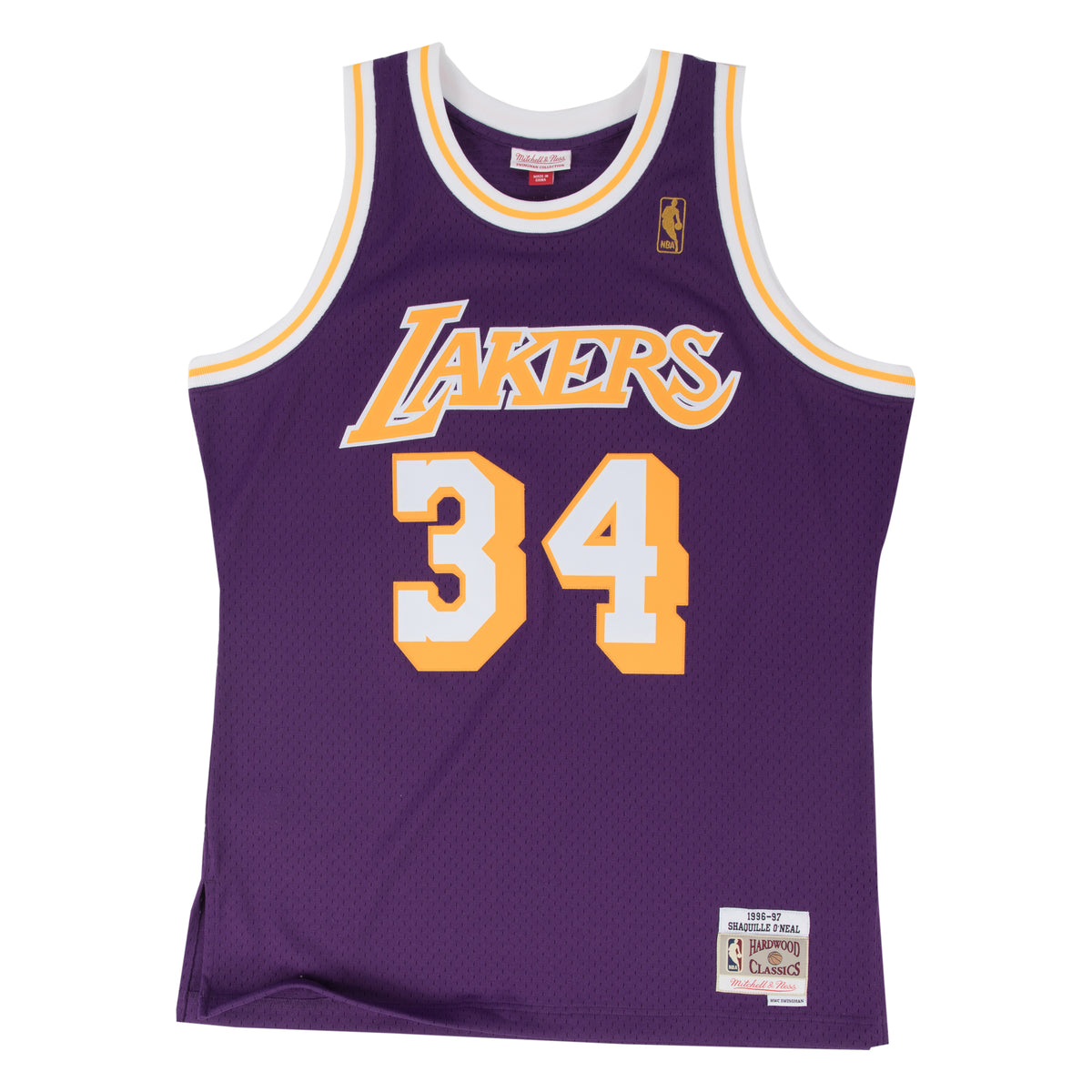 Shaq O'Neal #34 Los Angeles Lakers 1996-97 Mitchell & Ness Swingman NBA Trikot Lila - STADIUMDREAMS