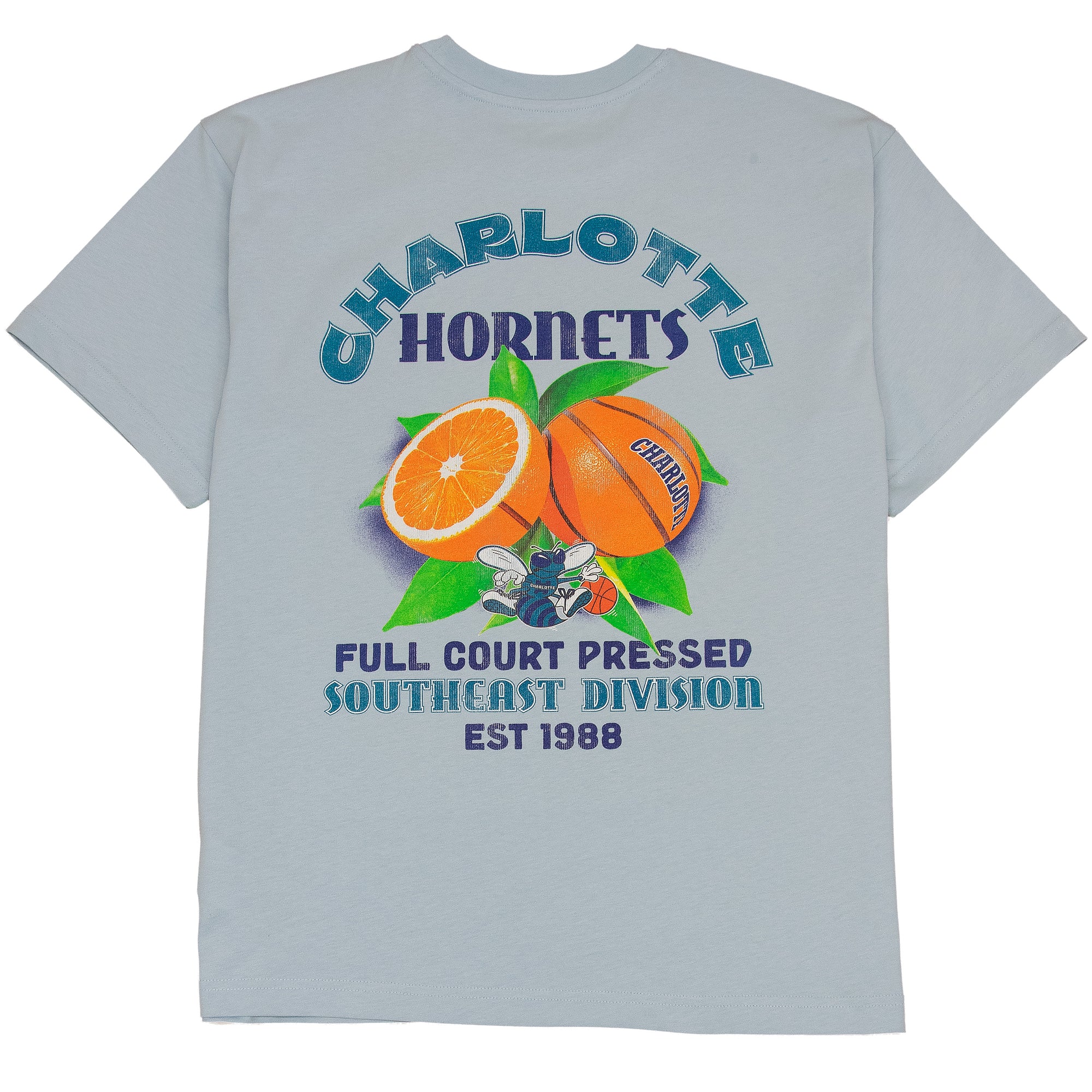 Charlotte Hornets Mitchell & Ness Full Court Pressed Oversize Boxy NBA T-Shirt Blau